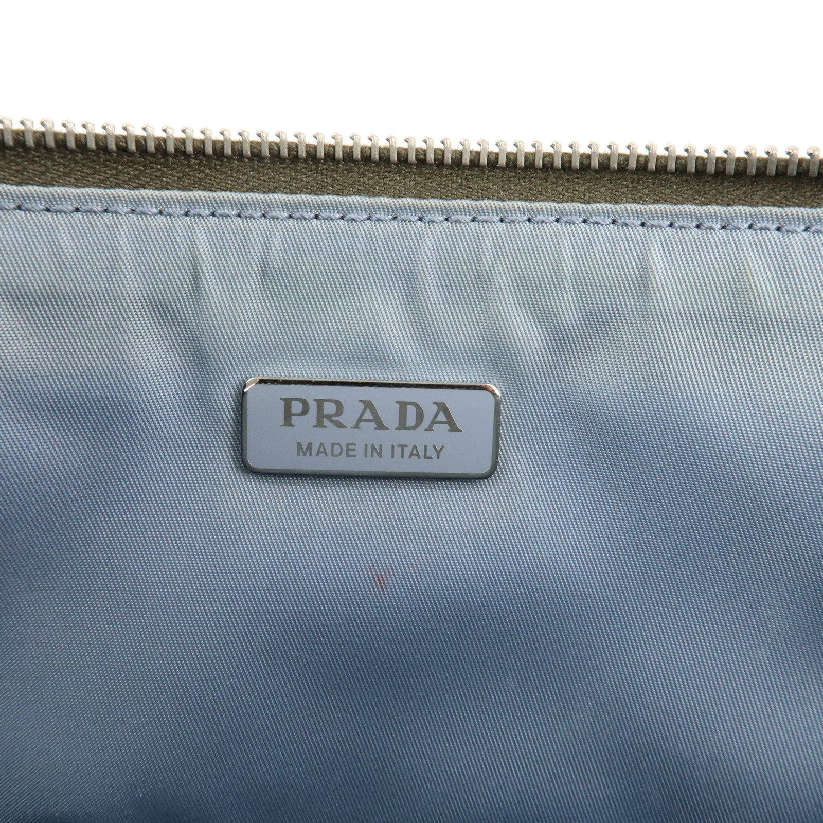 PRADA Tessuto Travel Pouch Studs Military Silver HDW