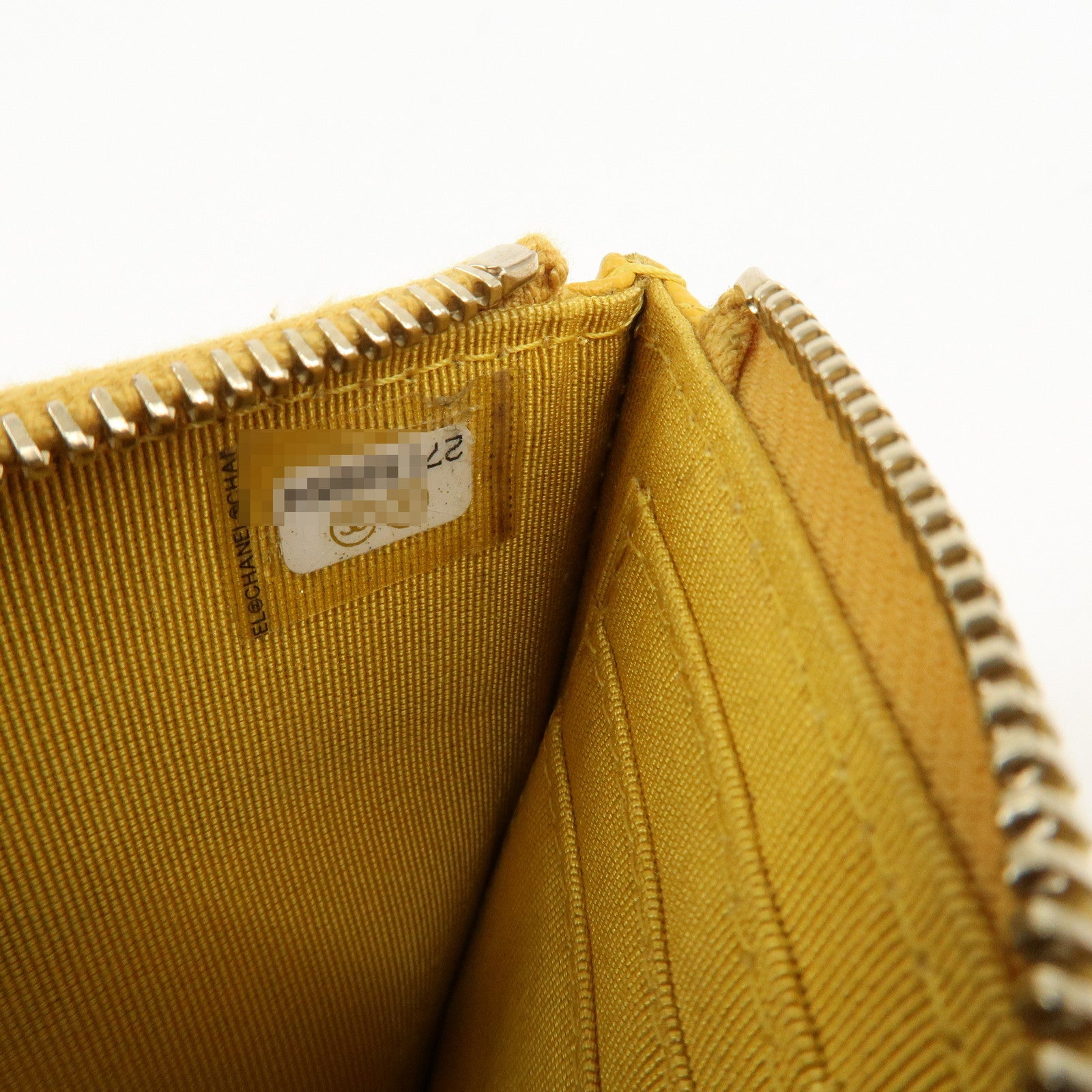 CHANEL Matelasse Caviar Skin Fragment Case Card Case Yellow Used