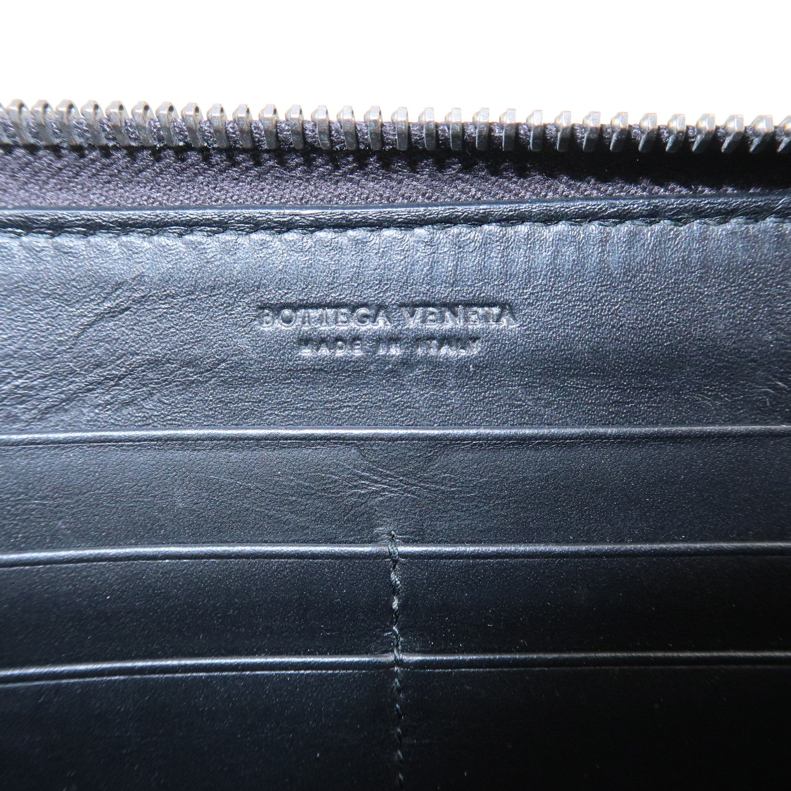 BOTTEGA VENETA Intrecciato Leather Zippy Around Long Wallet Black