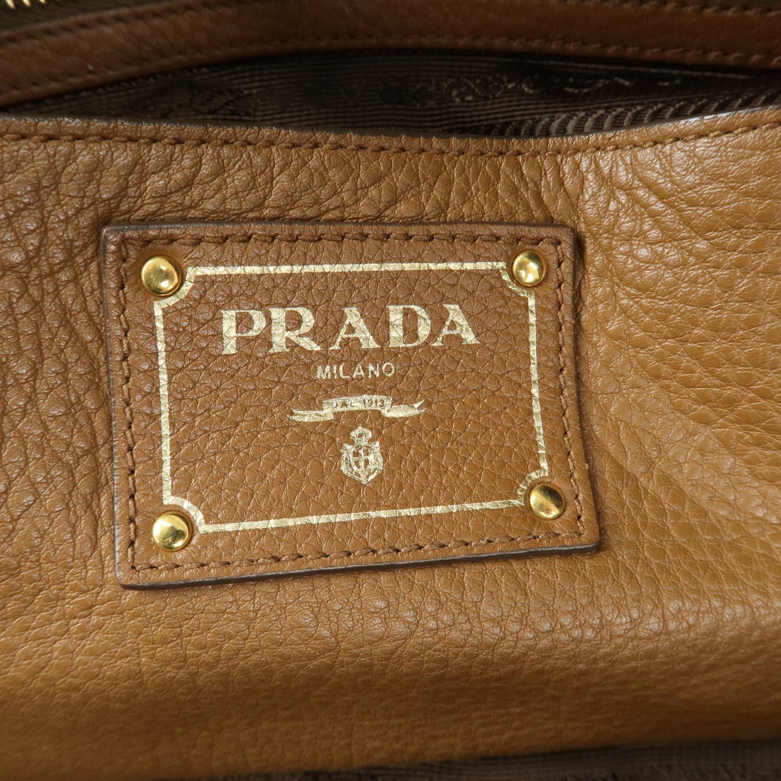 PRADA Leather 2Way Bag Hand Bag Shoulder Bag Brown 1BB091