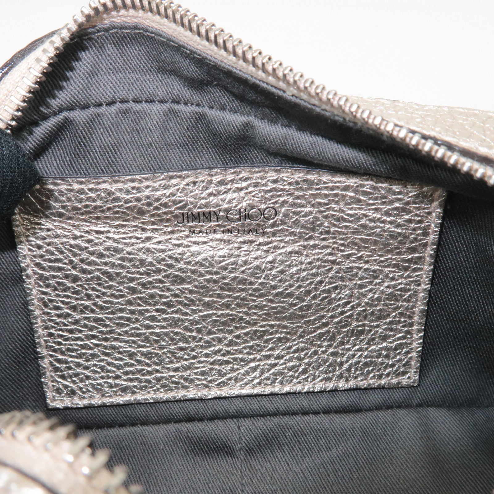 JIMMY CHOO Leather Studs Small Shoulder Bag Silver Used