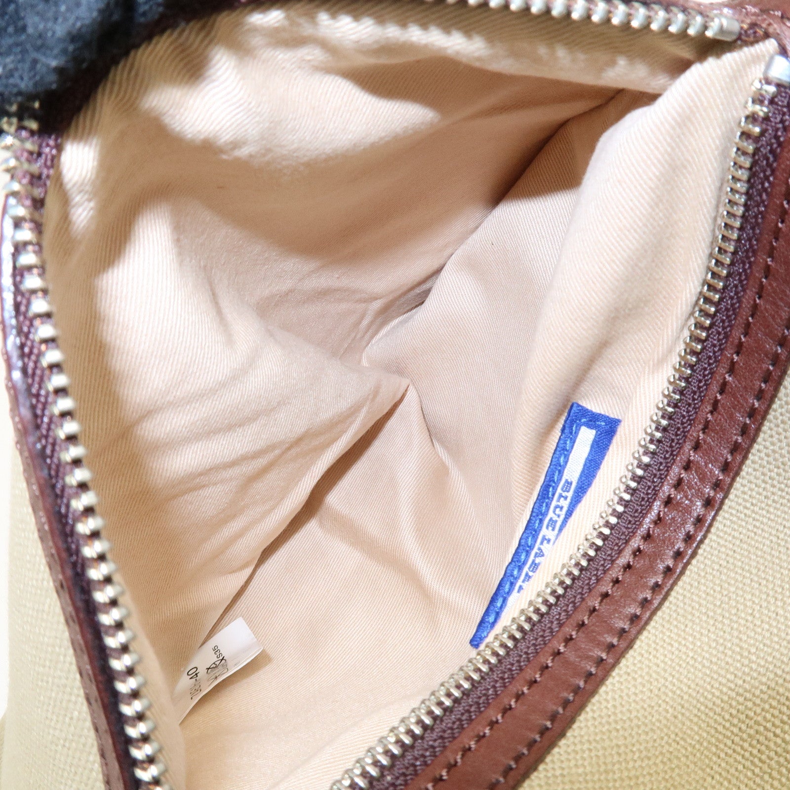 BURBERRY Blue Label Canvas Leather Equestrian Knight Shoulder Bag Used