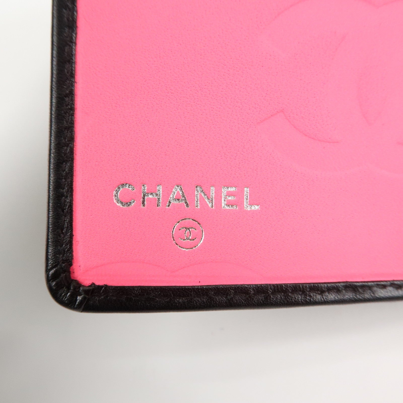 CHANEL Cambon Line Lamb Skin Planner Cover Black A13505 Used