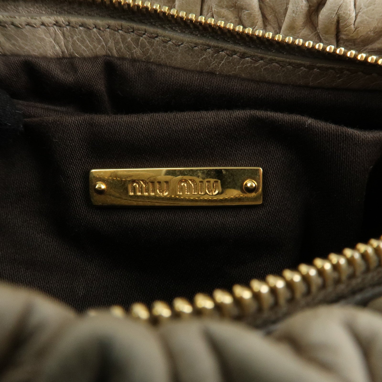 MIU MIU Leather Shoulder Bag Crossbody Bag Ivory