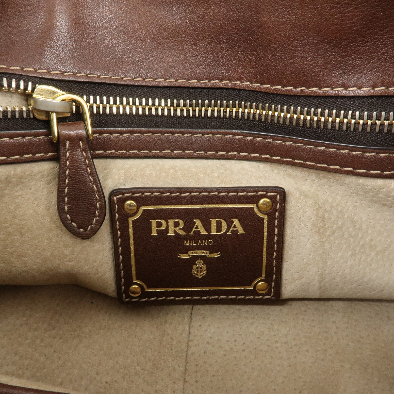 PRADA Leather 2Way Bag Shoulder Bag Hand Bag Brown BN1904