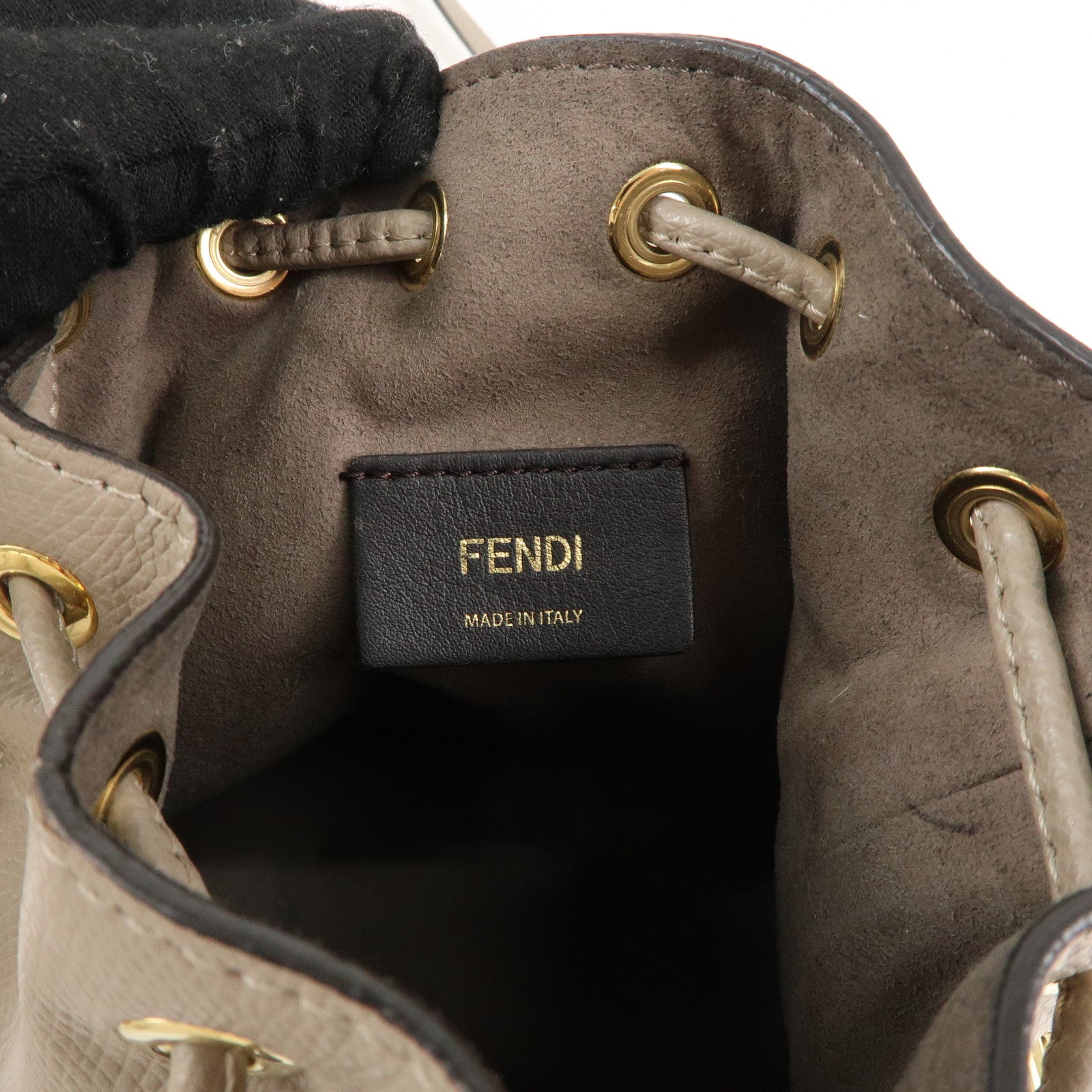 FENDI Montresor Mini 2 Way Leather Bag Greige 8BS010