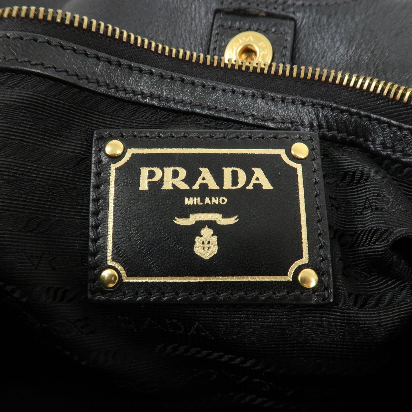 PRADA Nylon Jacquard Leather 2WAY Bag Shoulder bag Black BR4260