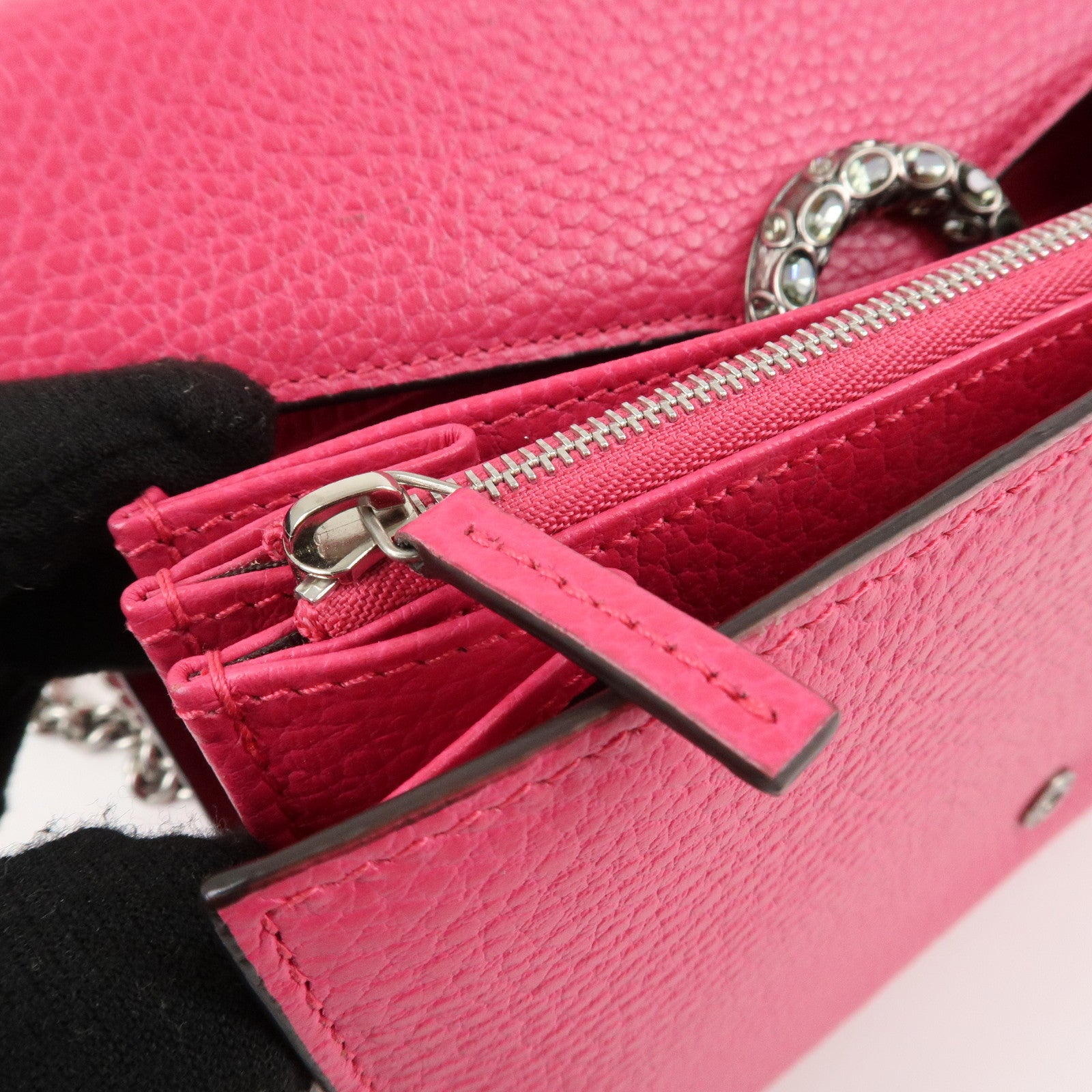 GUCCI Dionysus Leather Chain Shoulder Bag Pink 401231 Used