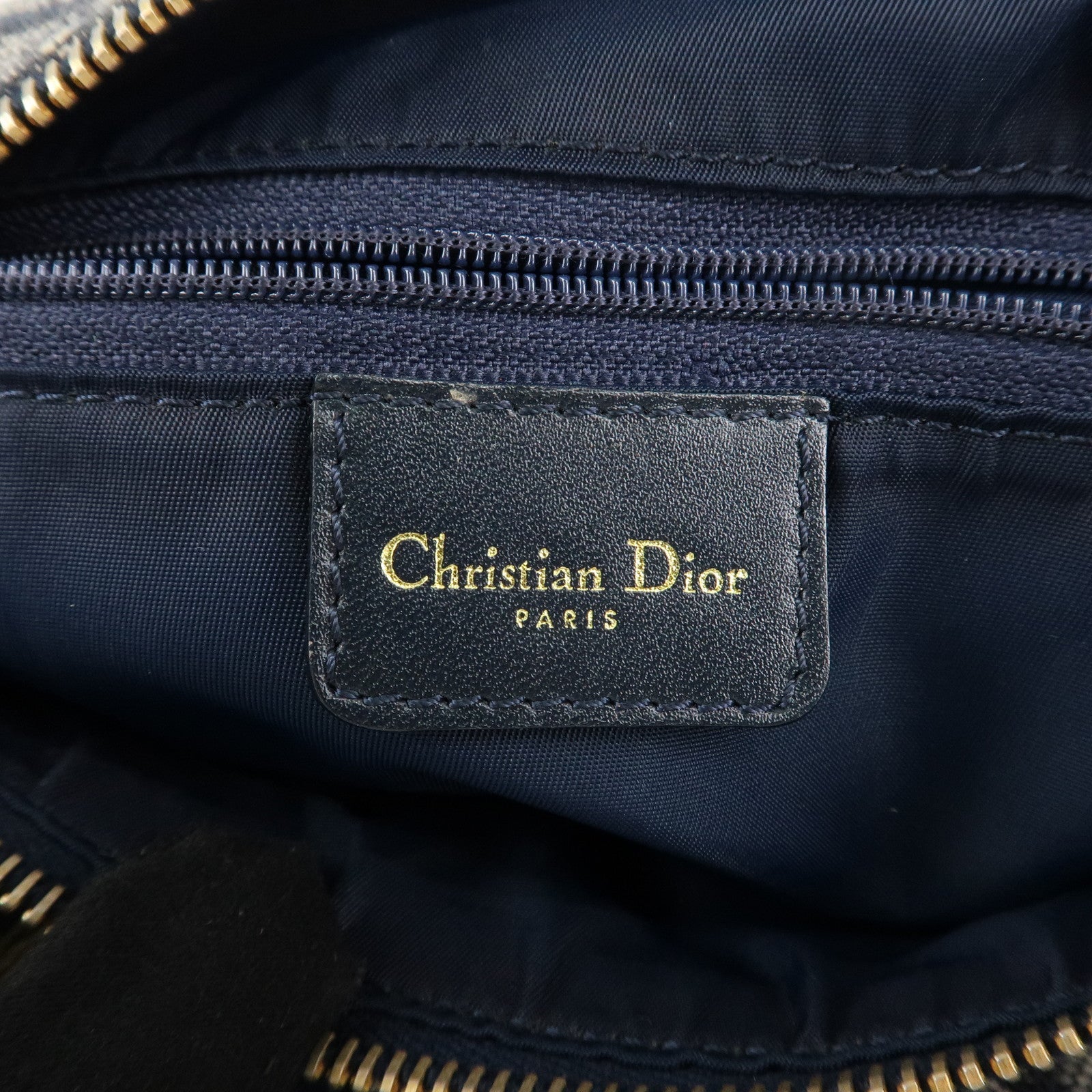 Christian Dior Trotter Canvas Leather Mini Boston Bag Navy