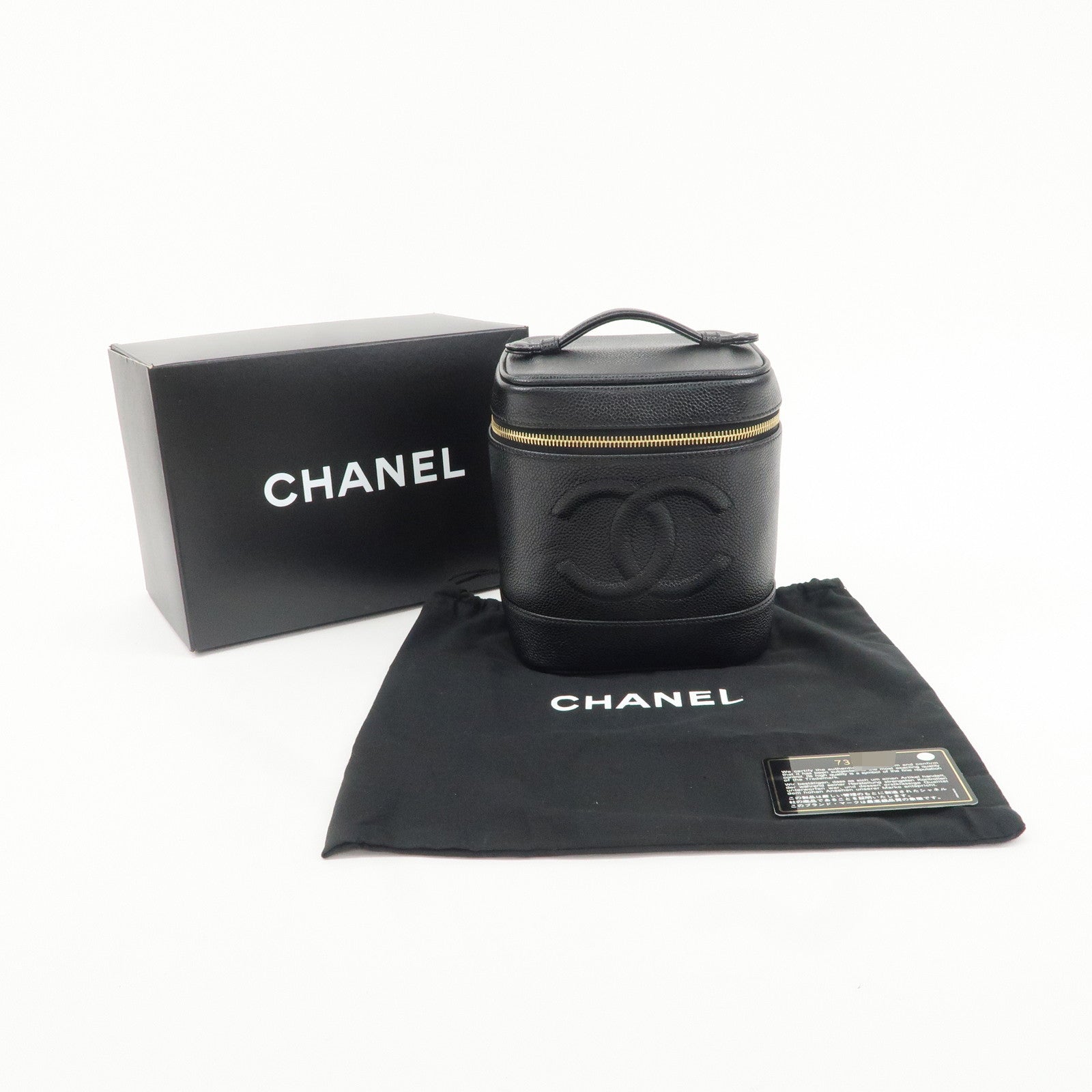 CHANEL Caviar Skin Vanity Bag Hand Bag Cosmetic Pouch Black A01998