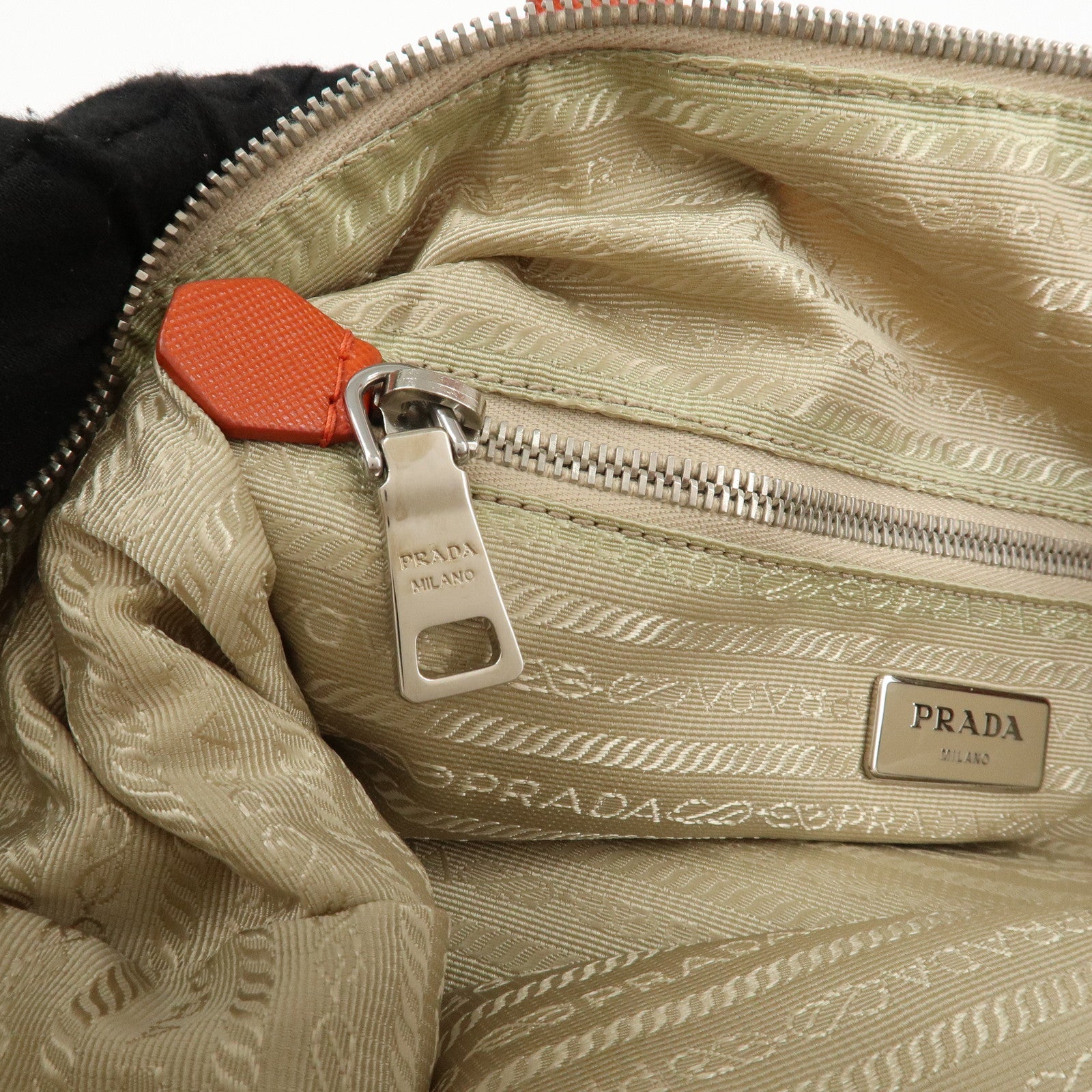 PRADA Canvas Leather 2Way Bag Shoulder Bag Orange White