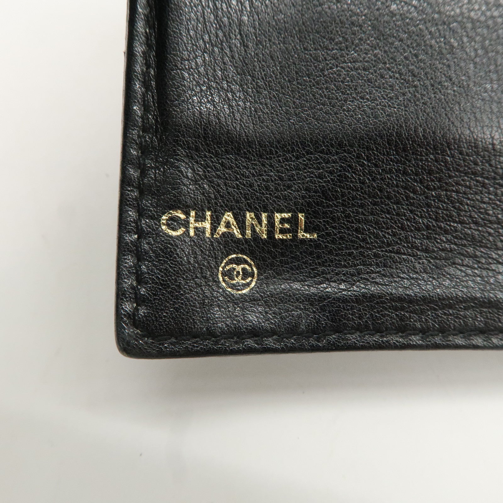 CHANEL Caviar Skin COCO Mark Bi-fold Wallet Black A01429