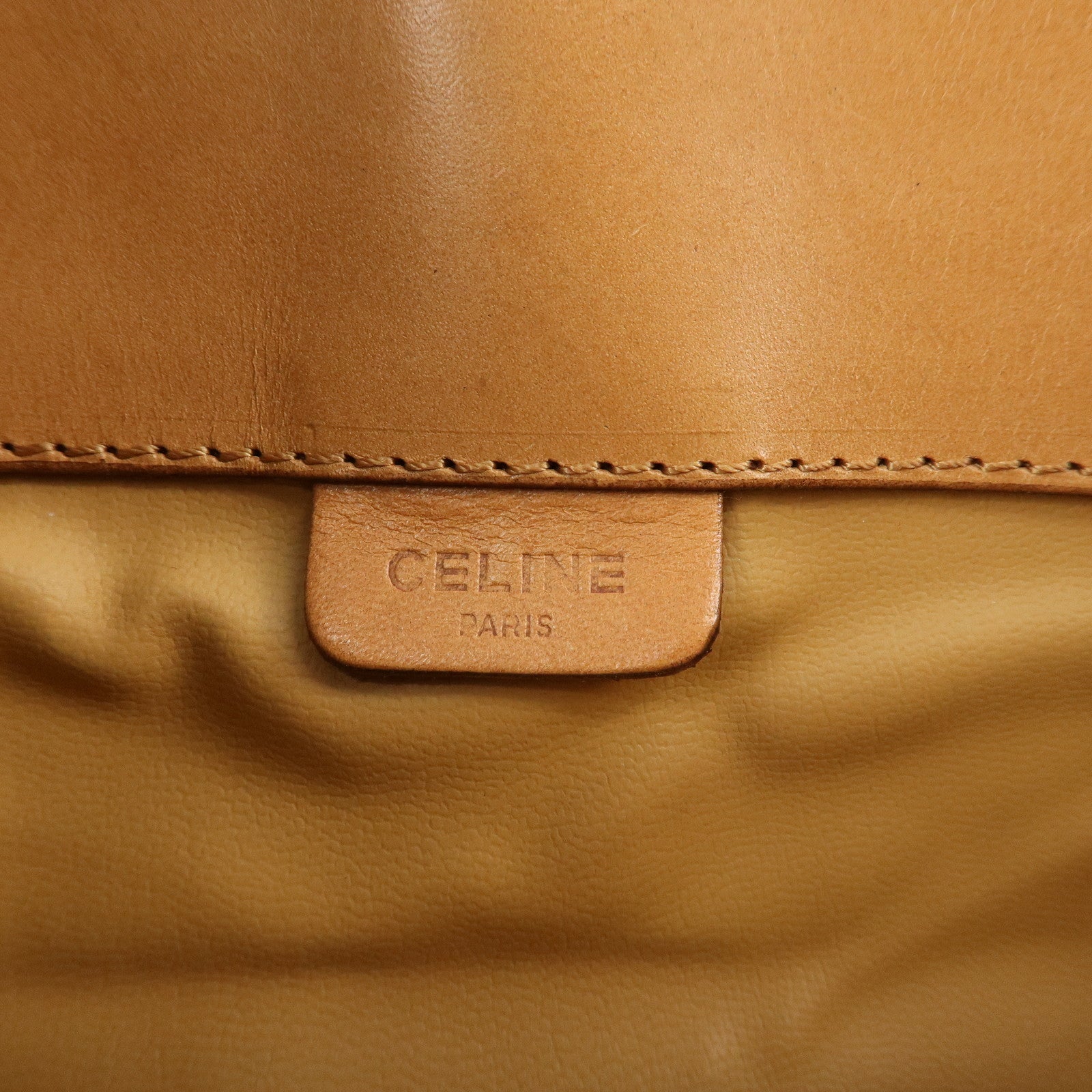 CELINE Macadam PVC Leather Clutch Bag Pouch Beige Brown Used