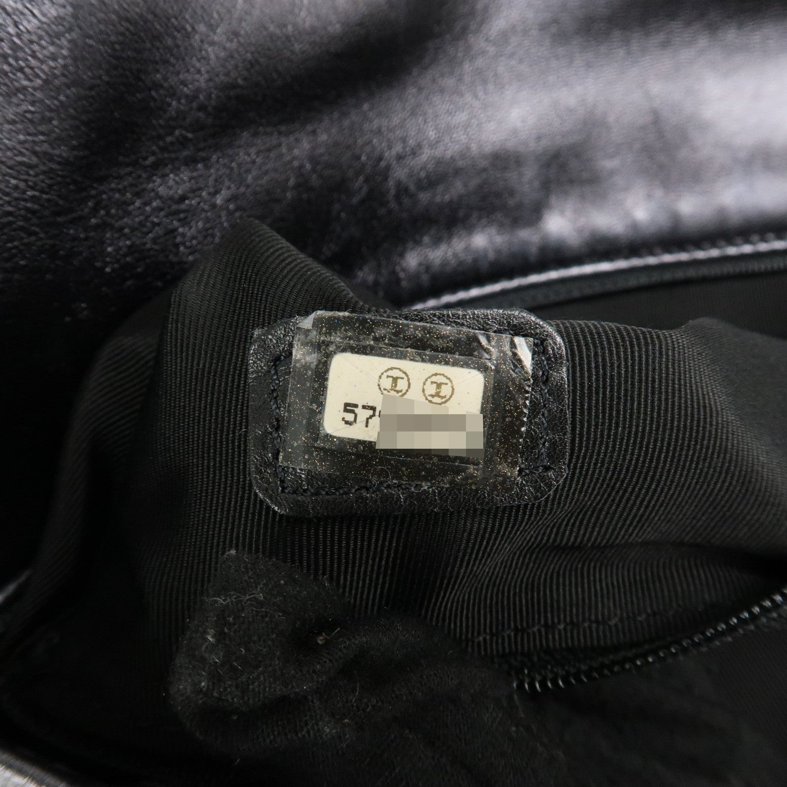 CHANEL Leather Logo Shoulder Bag Hand Bag Black Used