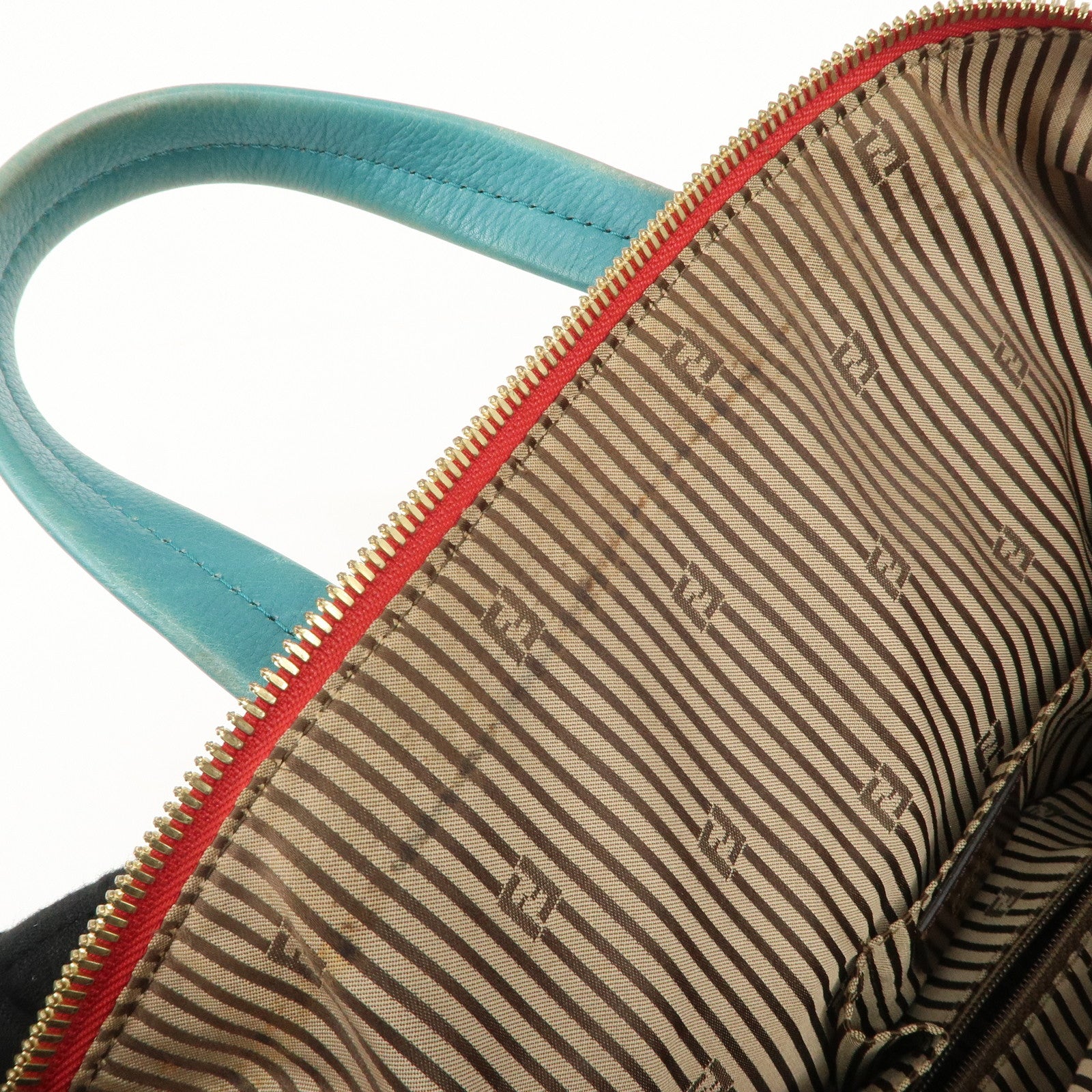 FENDI Cameleon Leather 2WAY Bag Black Brown Blue Red 8BL110 Used