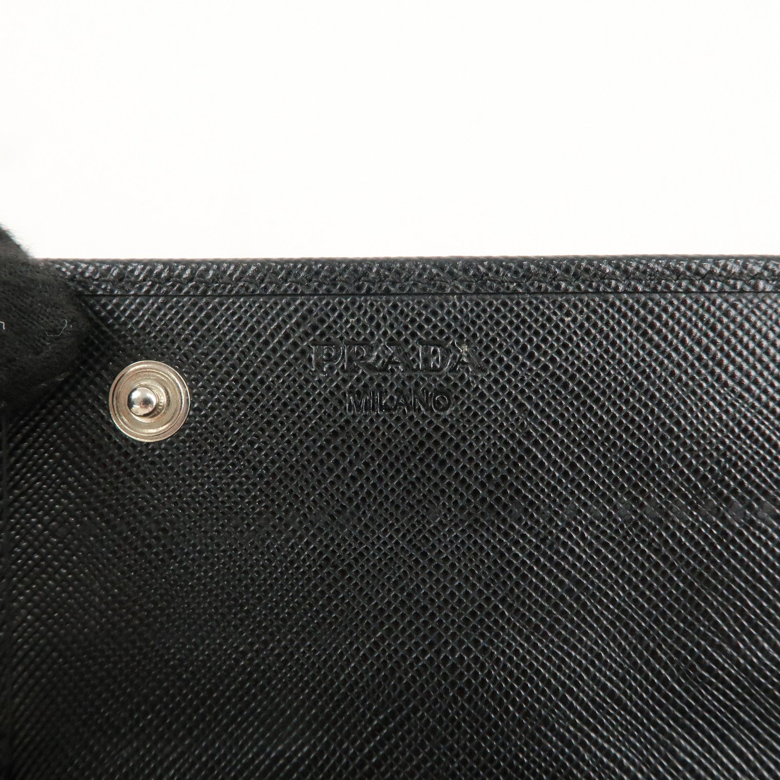 PRADA Logo Saffiano Leather Bi-fold Long Wallet Purse Black