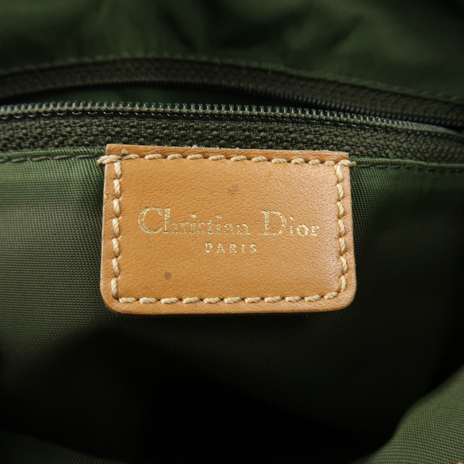 Christian Dior Trotter Canvas Leathr Mini Boston Bag Green