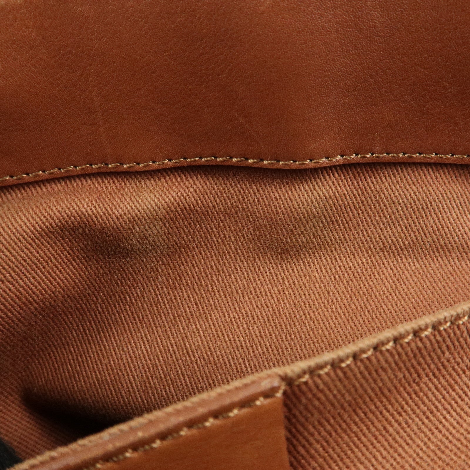 CELINE Leather Triomphe Button Boogie Bag Macadam Engraved Brown Used
