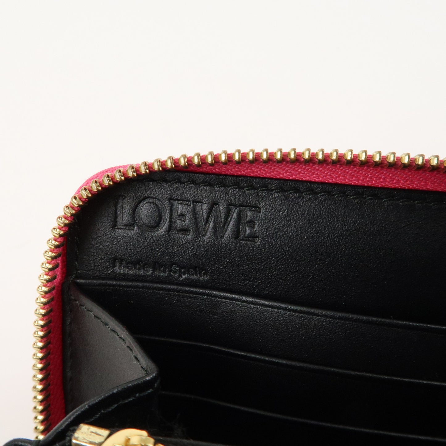 LOEWE Anagram Leather Bi-fold Round Zipper Long Wallet Pink