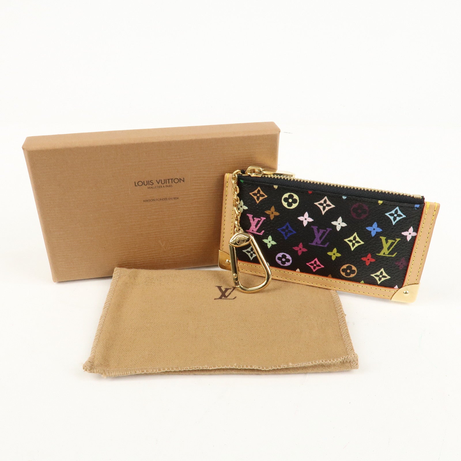 Louis Vuitton Monogram Multi Color Pochette Cles Noir M92654