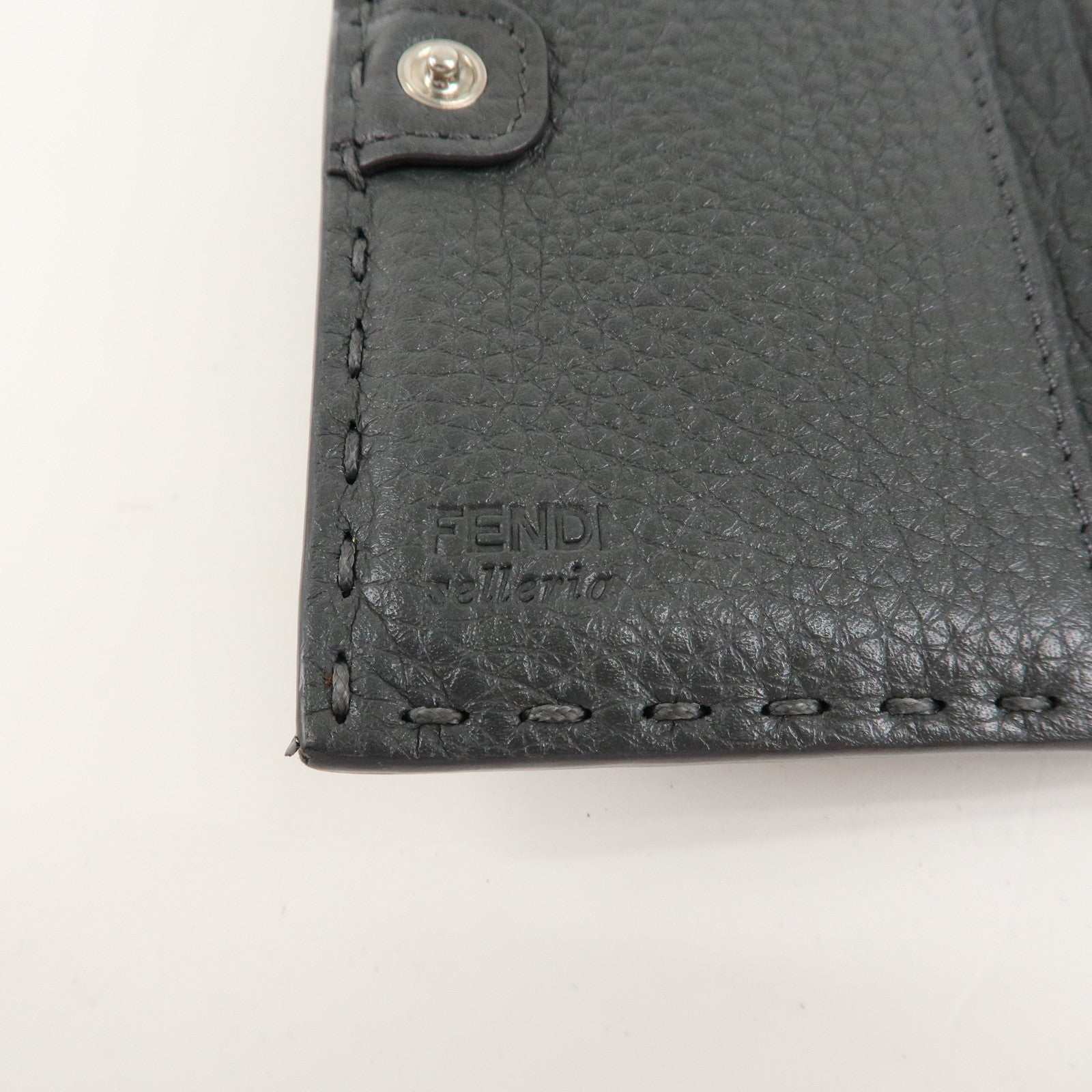 FENDI Selleria Leather Peekaboo Bi-fold Wallet Gray 8M0359