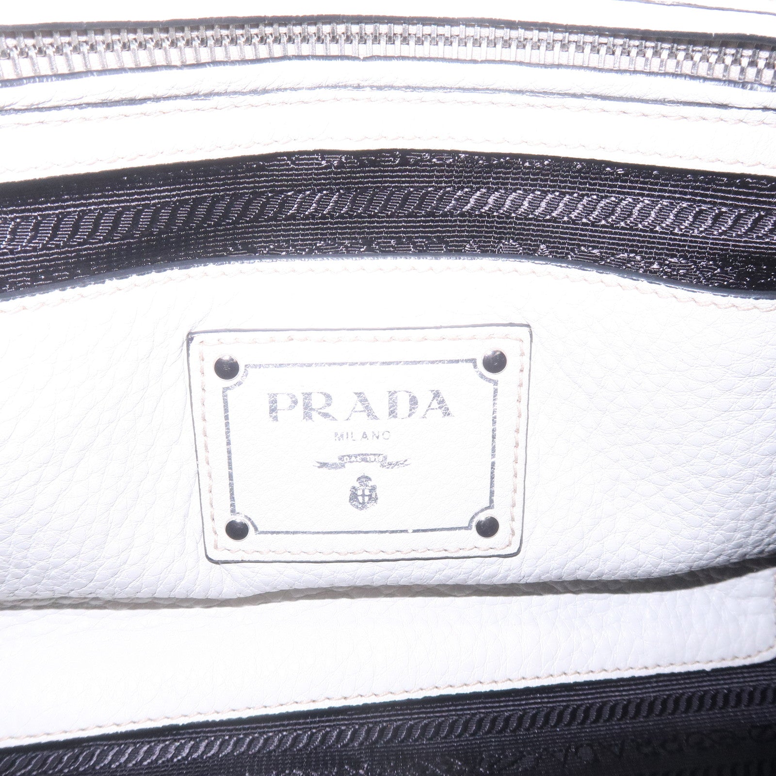 PRADA Leather Vitello Phenix 2WAY Bag Hand Bag White 1BB022