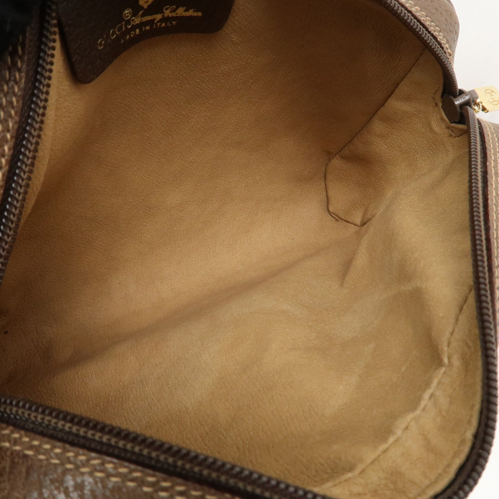 GUCCI Old GUCCI Sherry GG Plus Leather Shoulder Bag Beige Brown Used