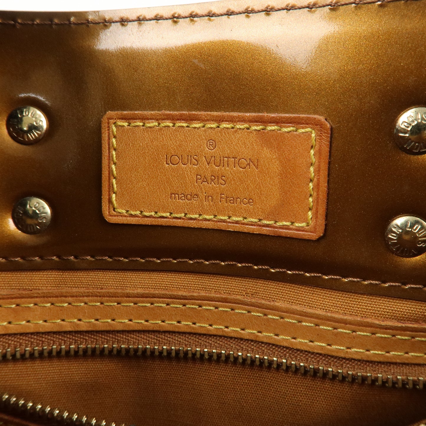 Louis Vuitton Monogram Vernis Lead PM Hand Bag Bronze M91088