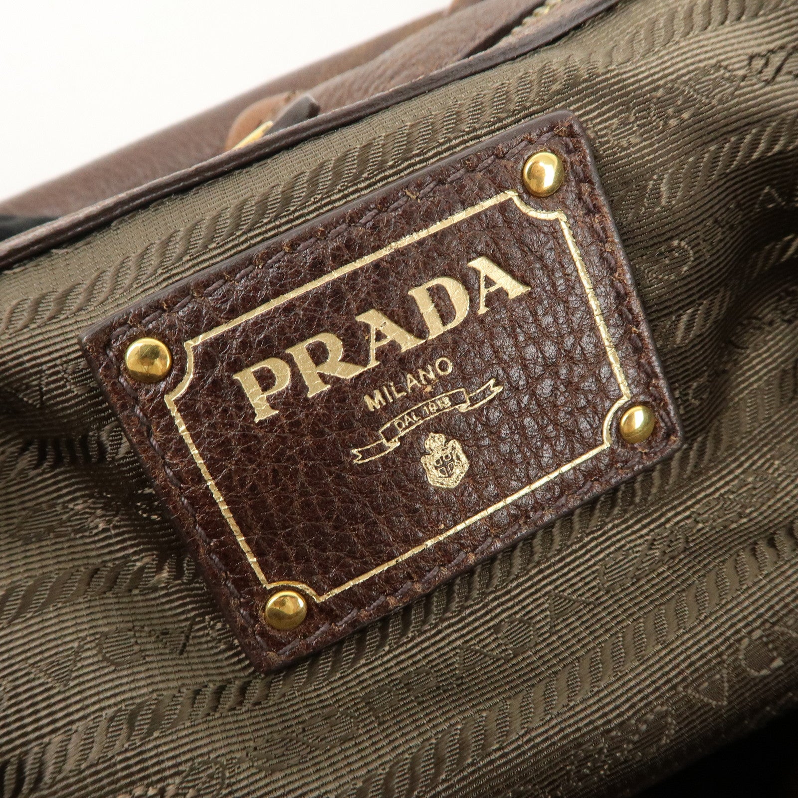 PRADA Leather Shoulder Bag Hand Bag Brown BR4218