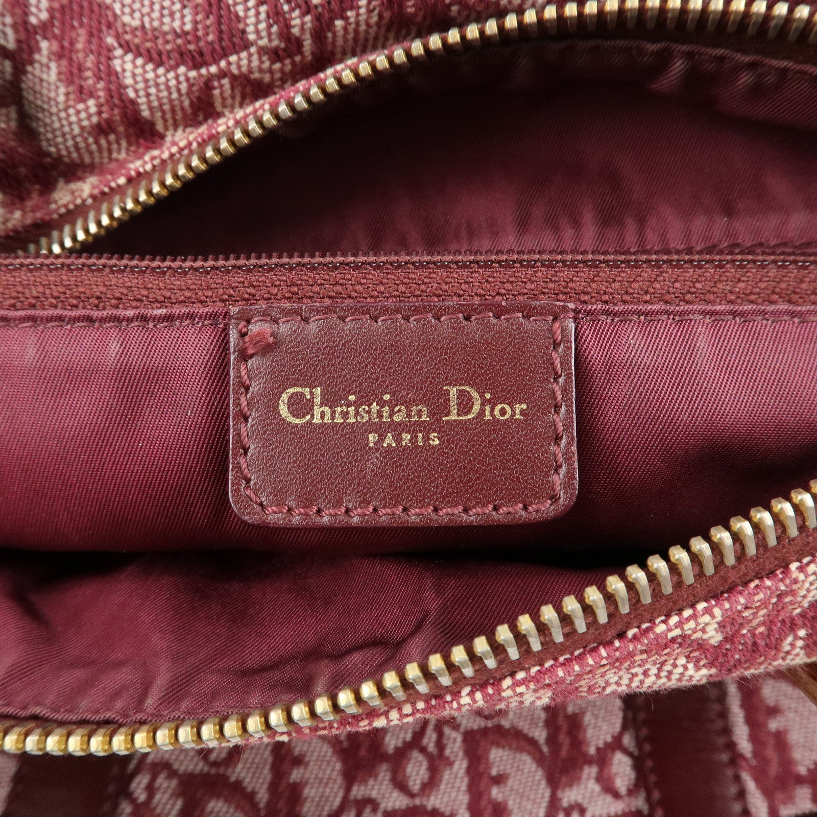 Christian Dior Trotter Canvas Leather Mini Boston Bag Burgundy