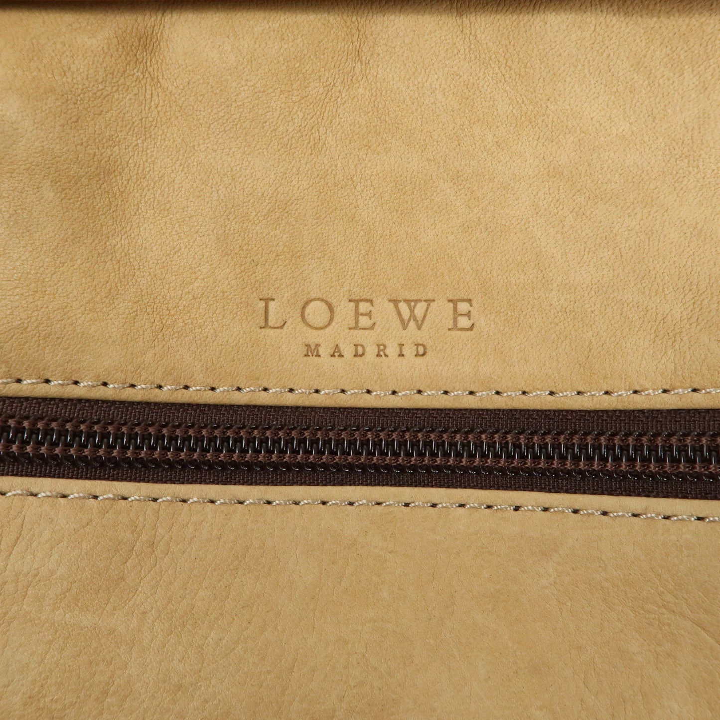 LOEWE Anagram Suede Leather Amazona 32 Hand Bag Beige Brown