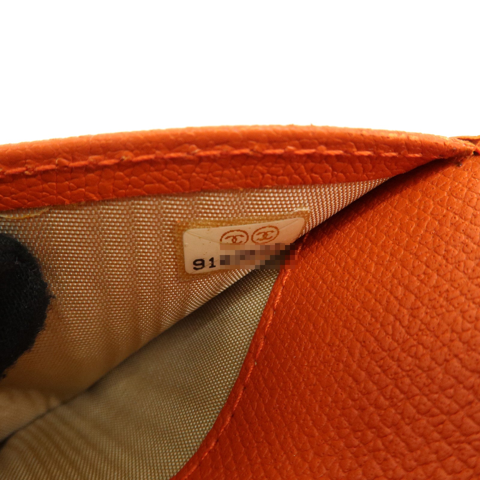 CHANEL Leather Planner Cover Orange Gold Hardware Used