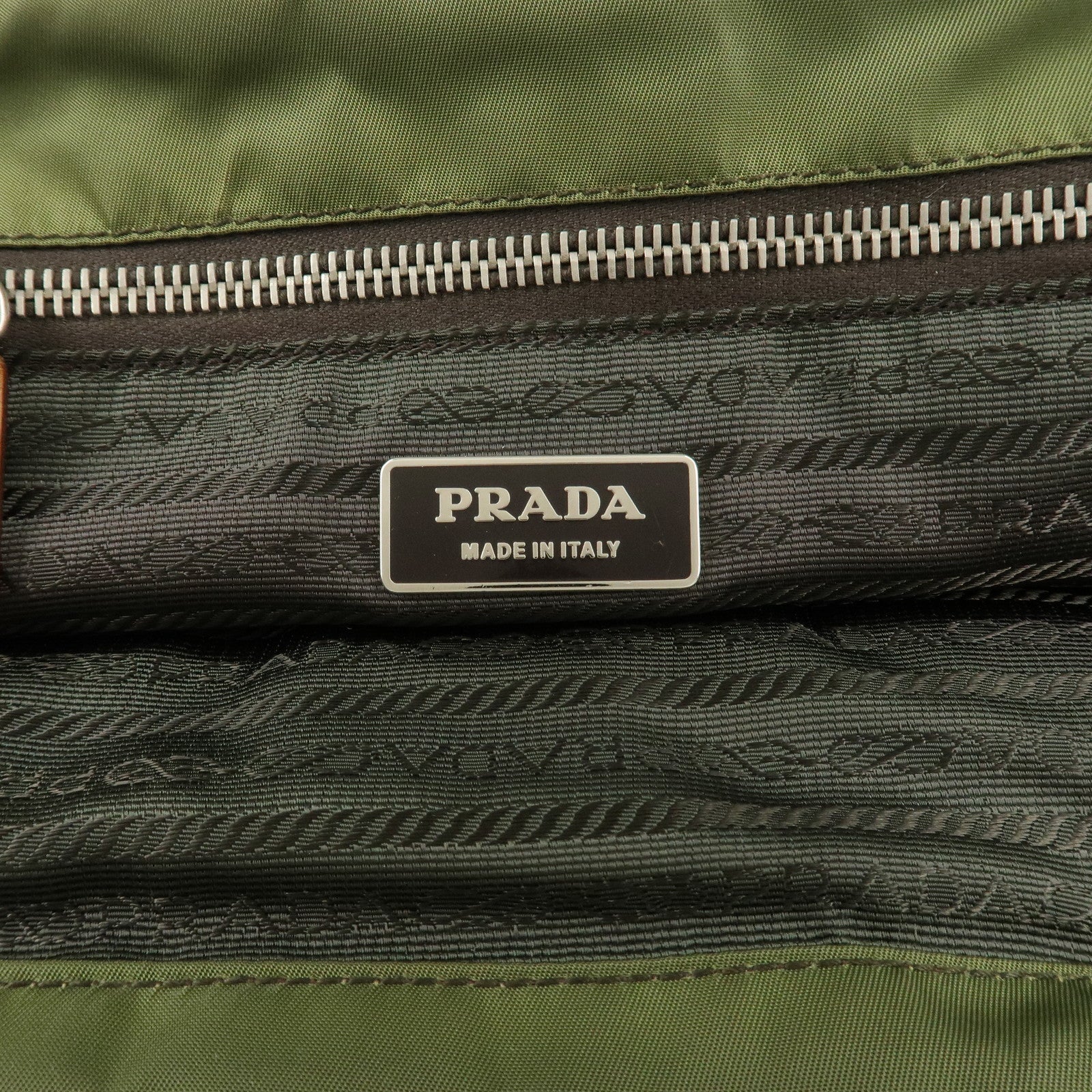 PRADA Nylon Leather Shoulder Bag Khaki Brown Green