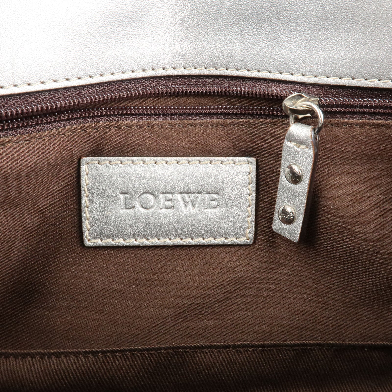 LOEWE Anagram Canvas Leather One-Shoulder Bag Ivory 290711