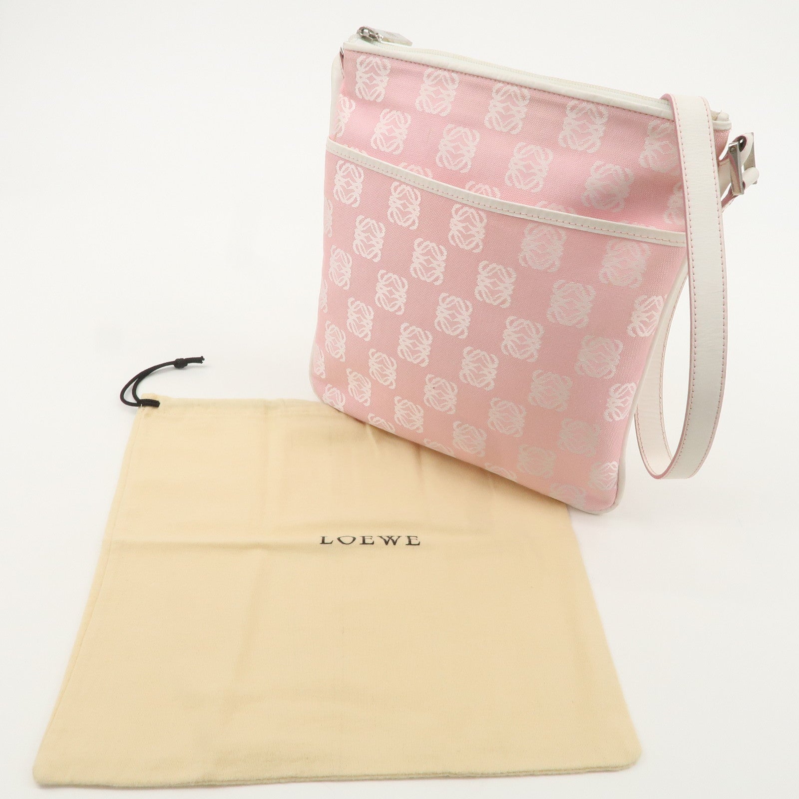 LOEWE Anagram Canvas Leather Shoulder bag Pink