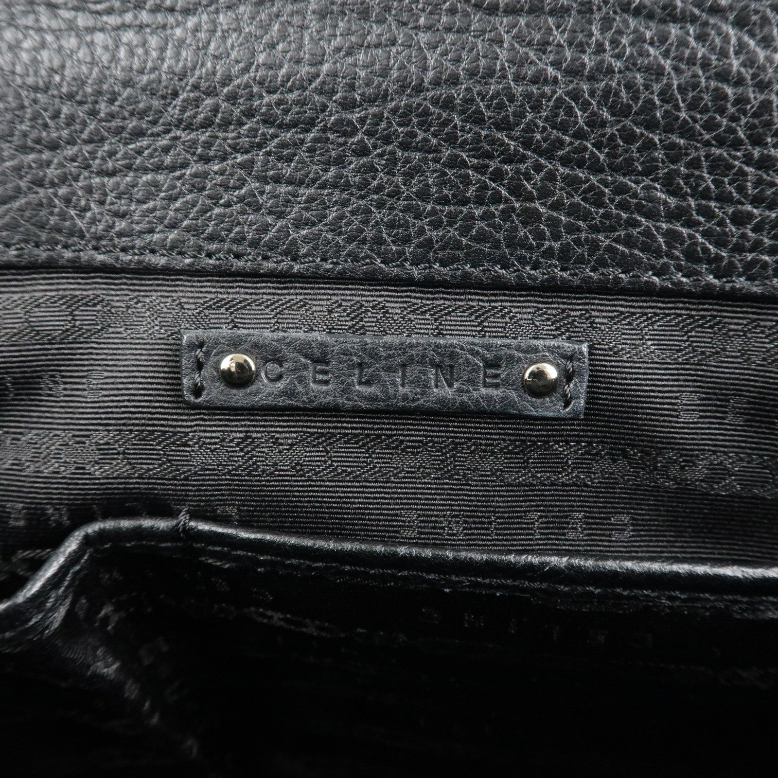 CELINE Macadam Engraved Leather Boogie Bag Hand Bag Black Used