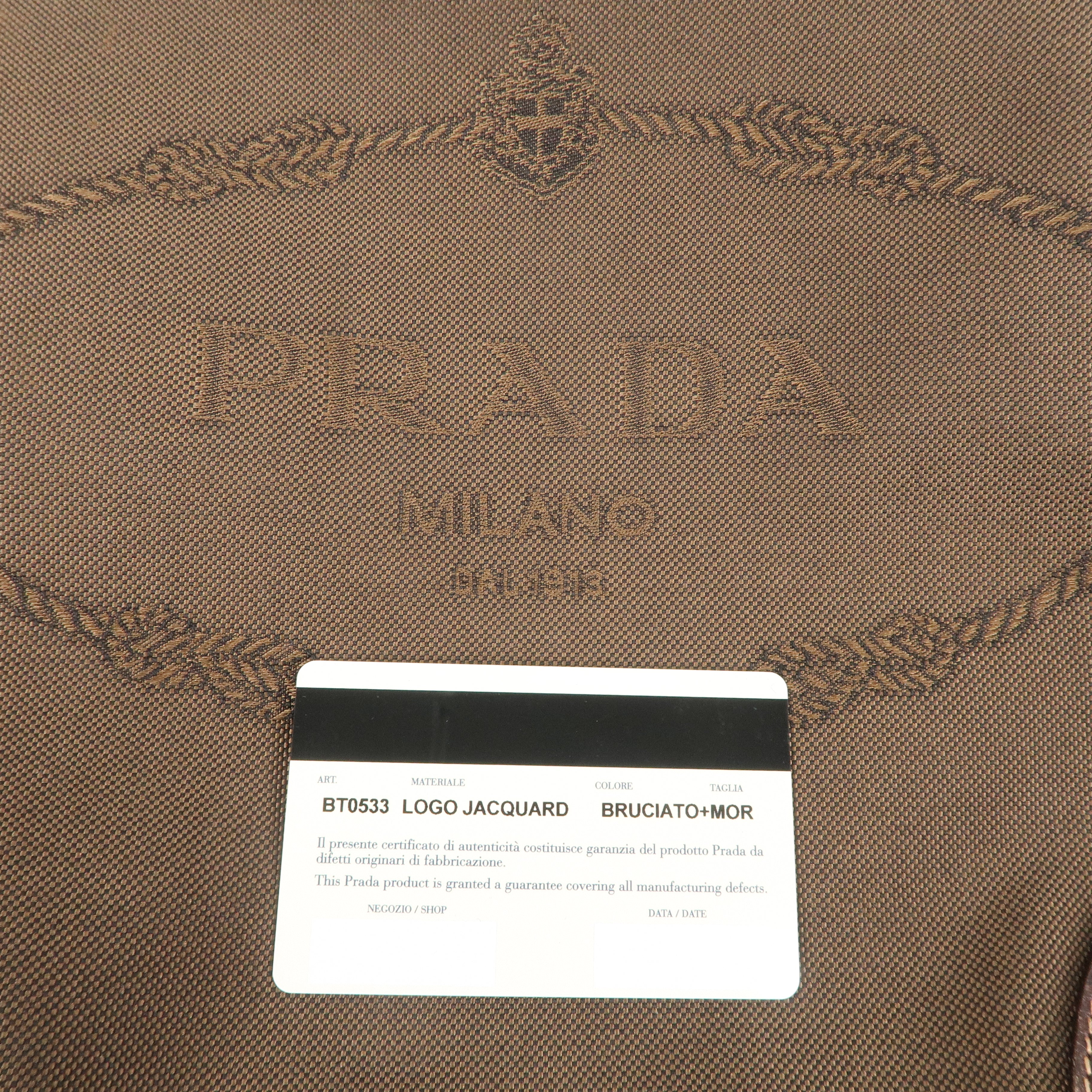 PRADA Jacquard Leather Shoulder Bag Crossbody Bag Brown BT0533