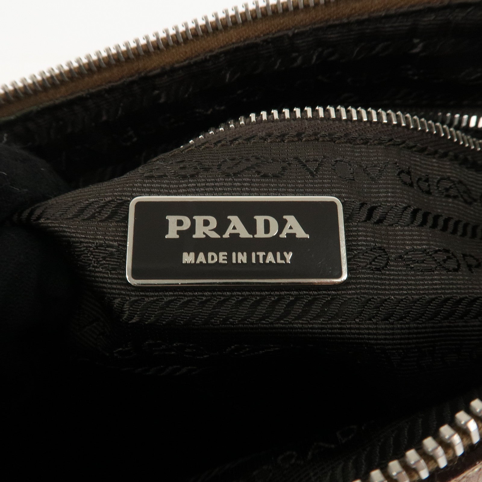 PRADA Nylon Leather Triangle Logo Shoulder Bag Khaki BT0507 Used