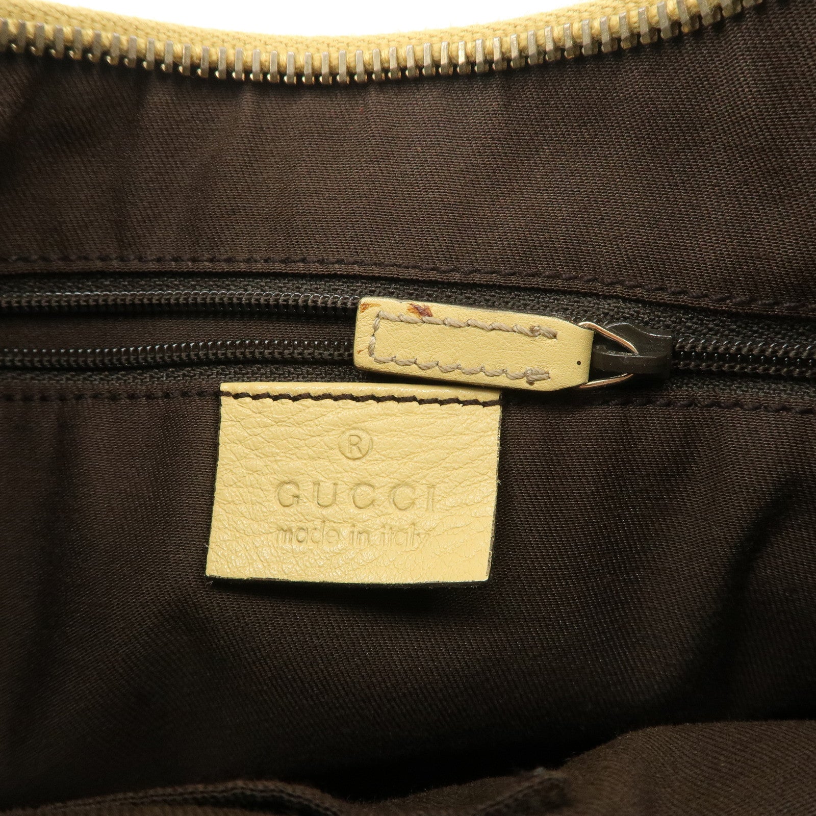 GUCCI Abbey GG Canvas Leather Shoulder Bag Beige Yellow 190525 Used