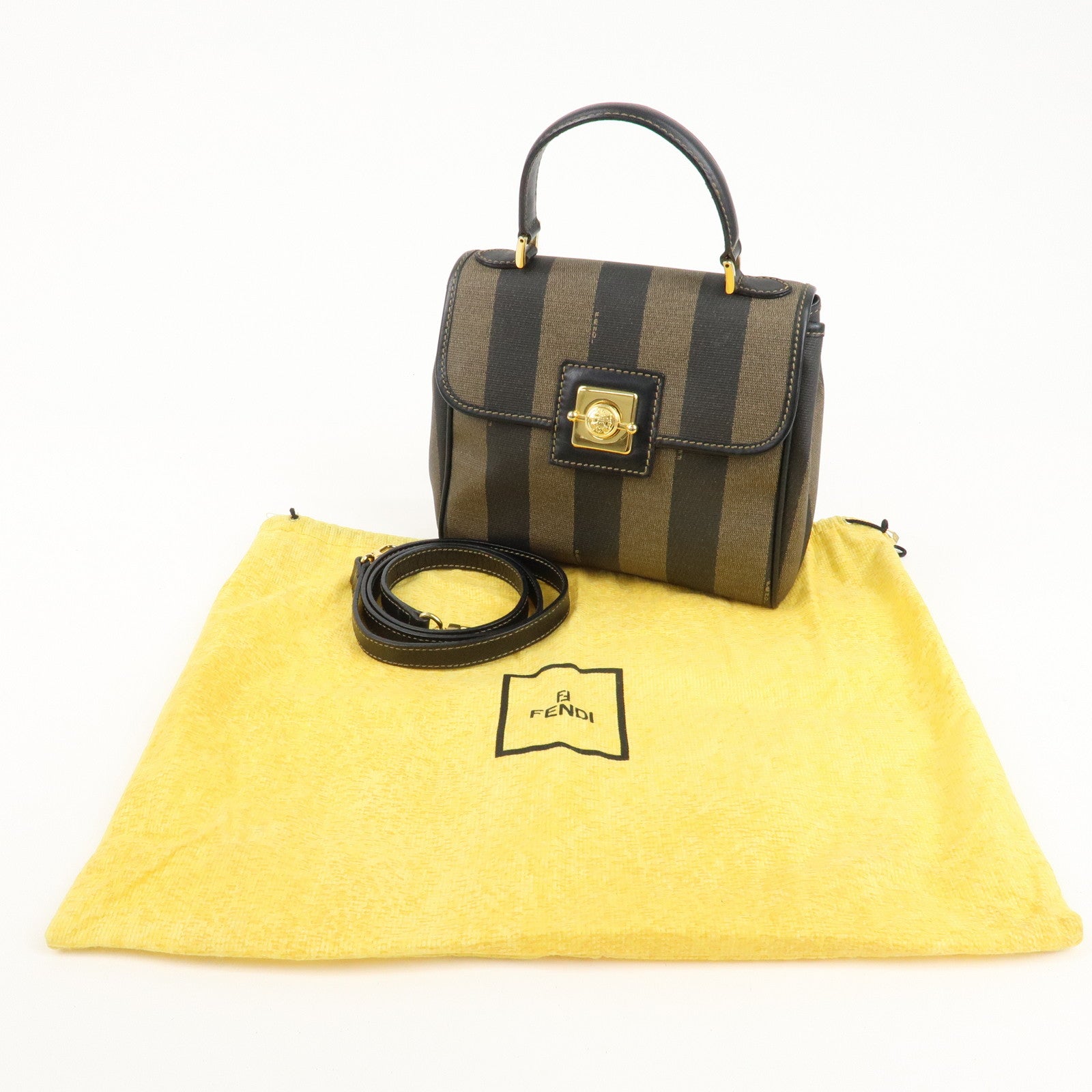 FENDI Pequin PVC Leather 2Way Handbag Shoulder Bag 12108