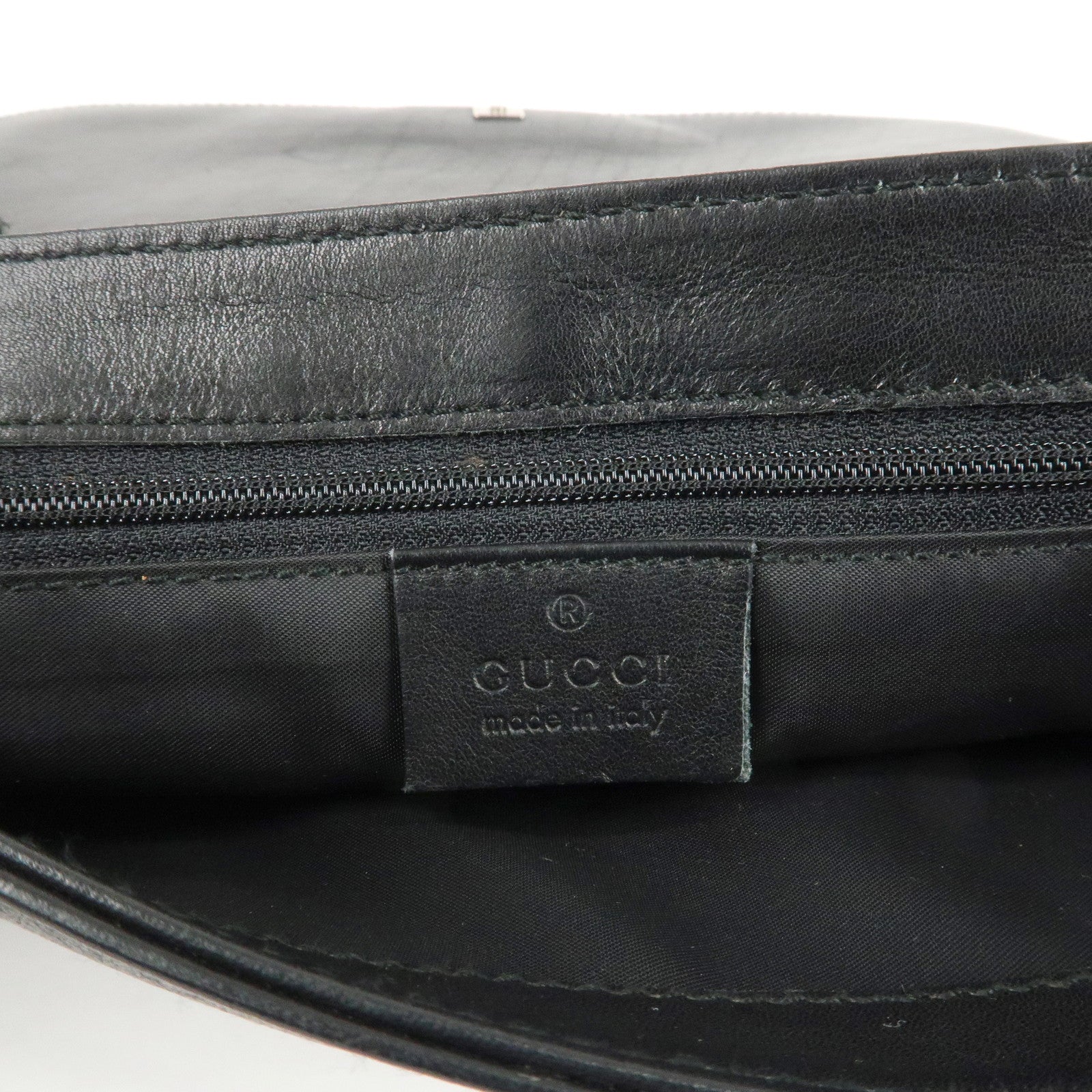 GUCCI Leather One-Shoulder Bag Black 001.3827