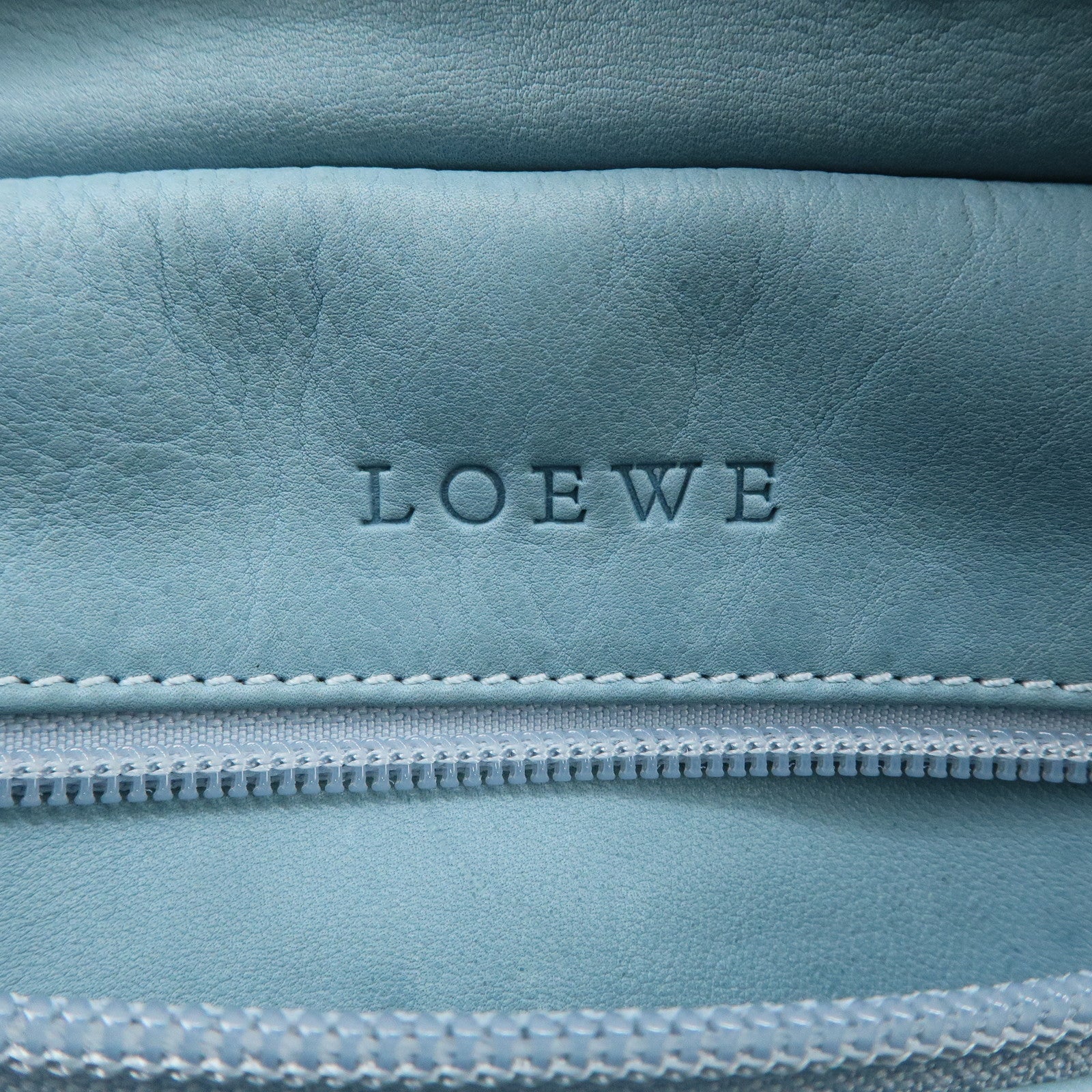 LOEWE Anagram Suede Leather Amazona 27 Hand Bag White Blue Used