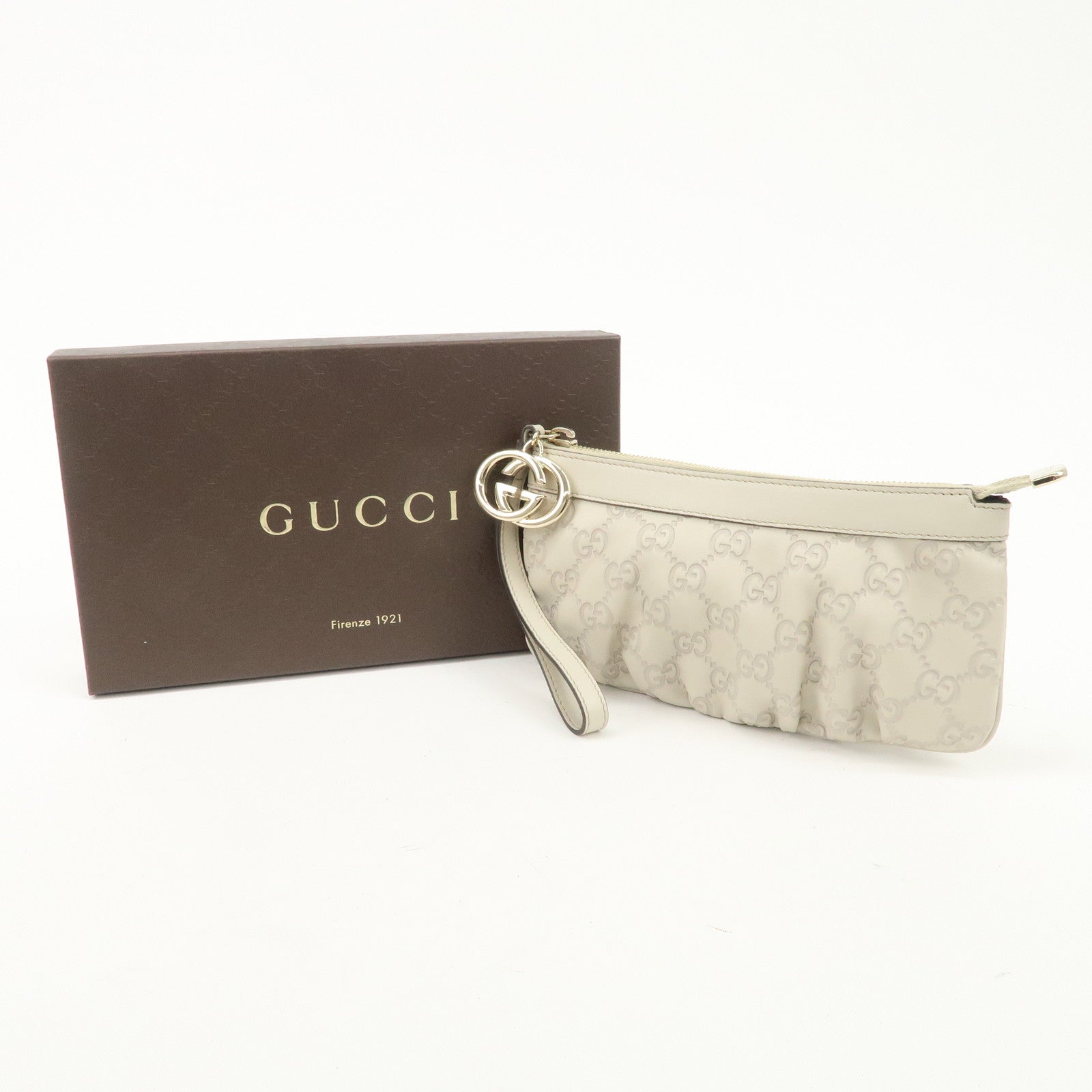 GUCCI Guccissima Guccissima Leather Pouch Ivory 212203