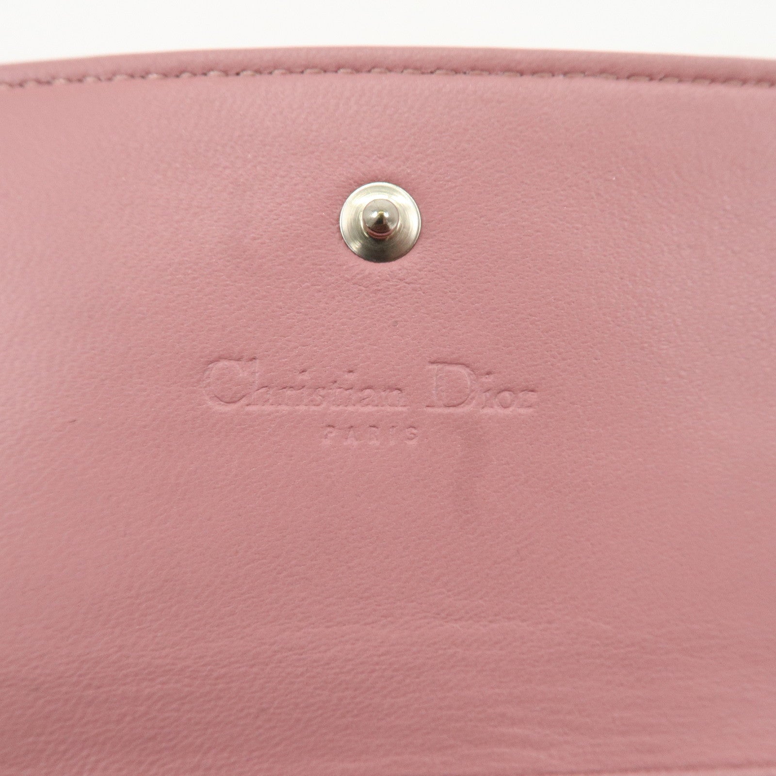 Christian Dior Cannage Dior Leather Chain Wallet Pink