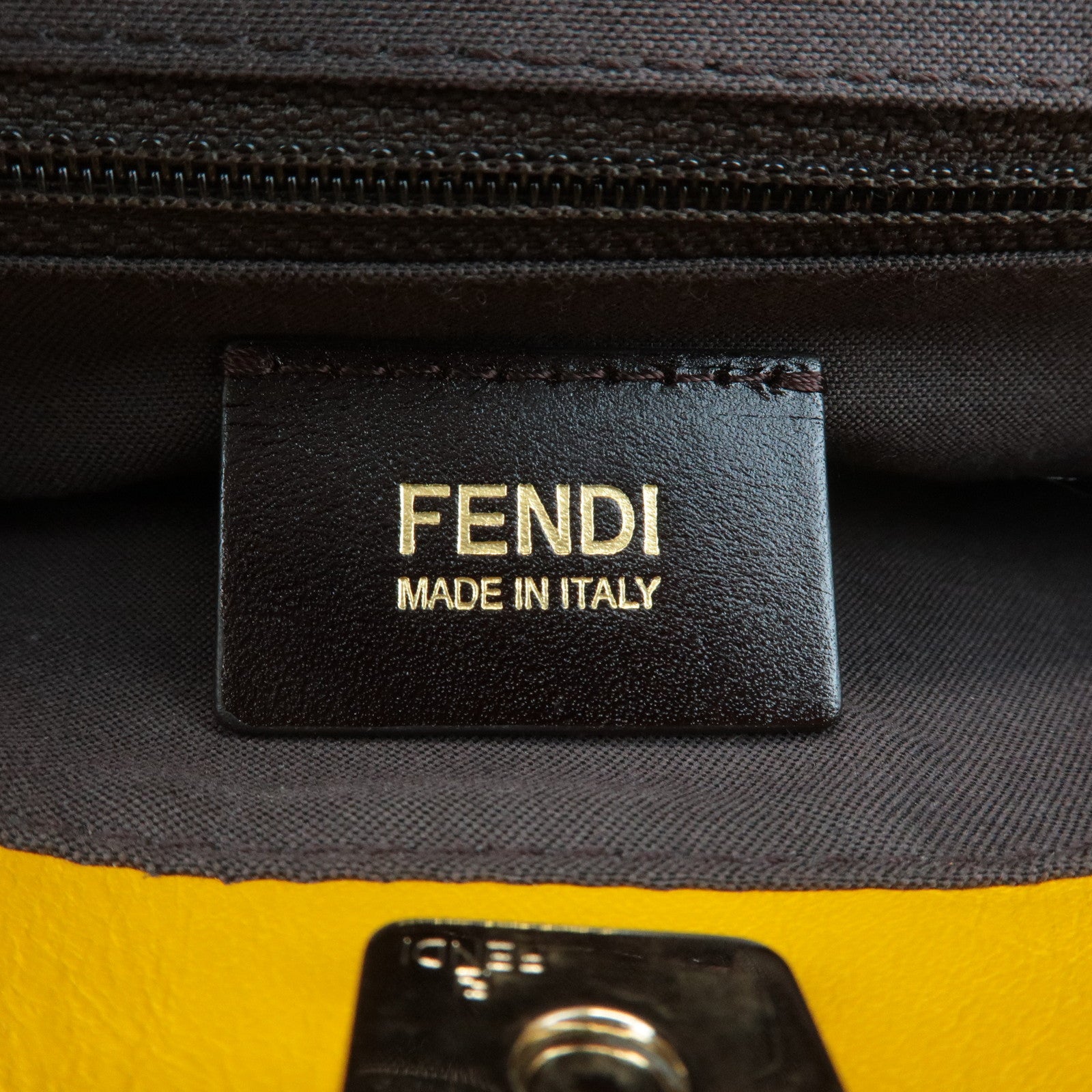 FENDI Zucchino Canvas Leather Shoulder Bag BrownYellow 8BT175