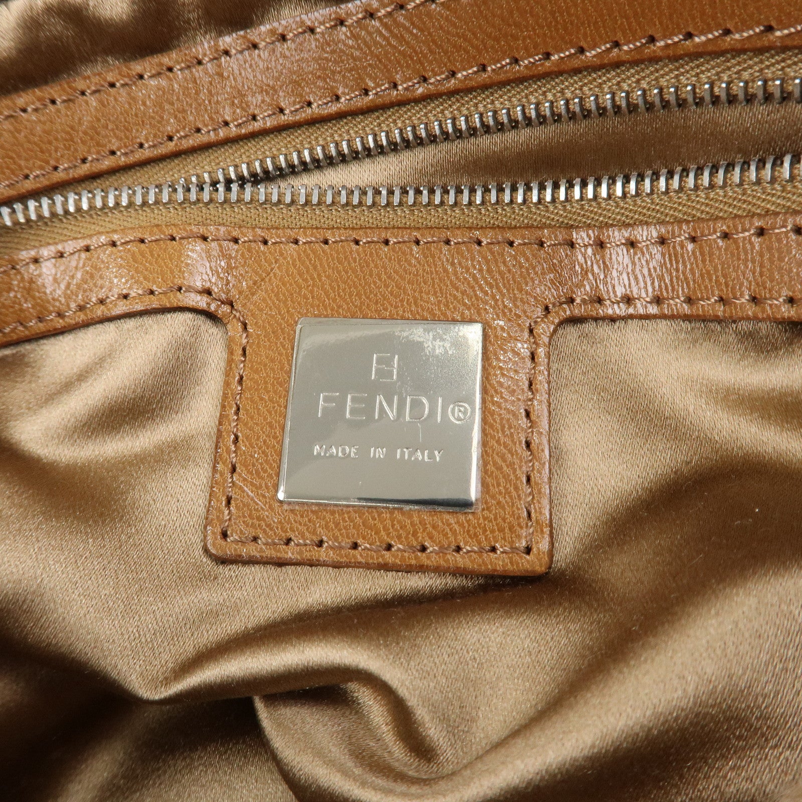 FENDI Mamma Baguette Wool Unborn Calf Shoulder Bag 26325 Used