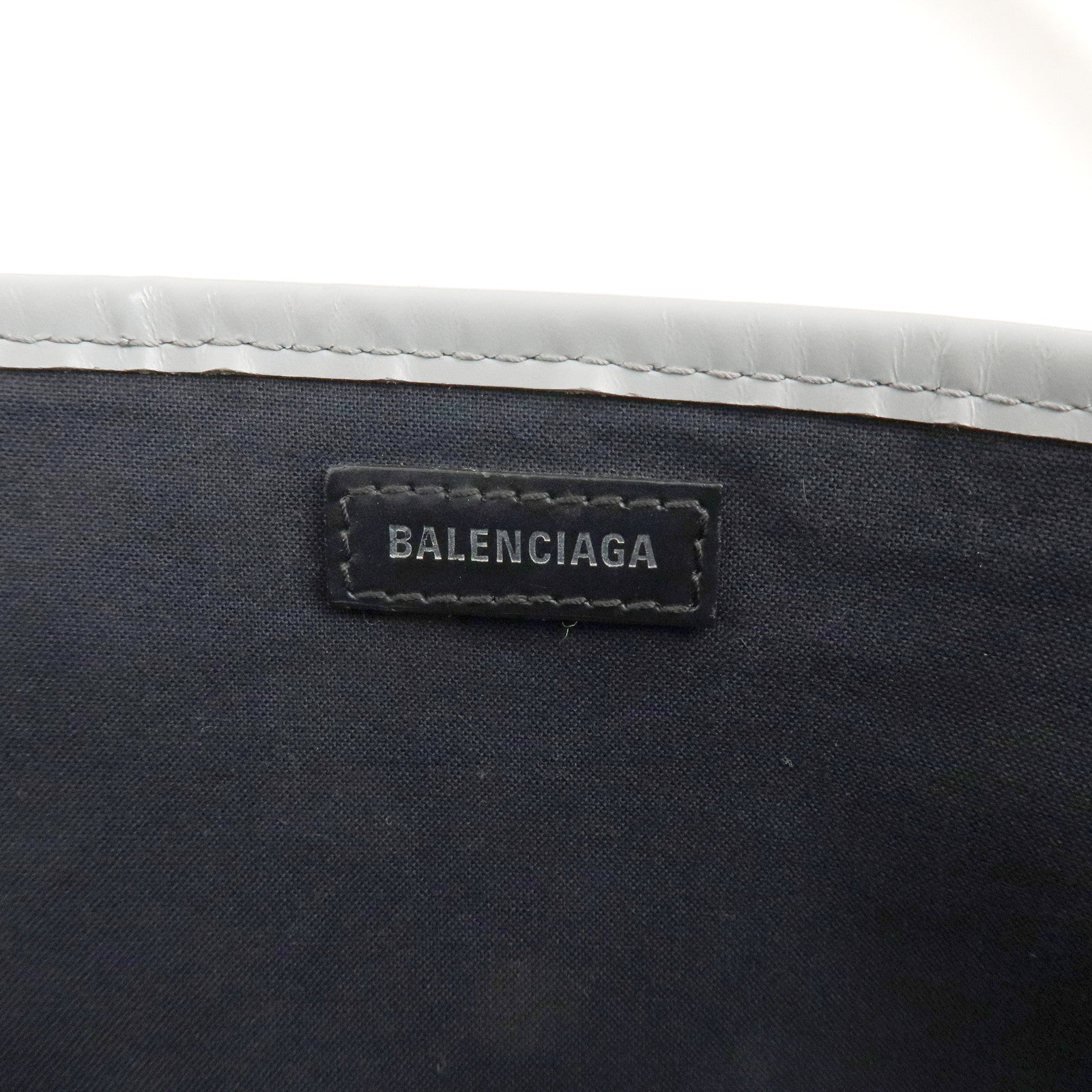 BALENCIAGA Navy Cabas Hand Bag Tote Bag Shoulder Bag Grey 339933