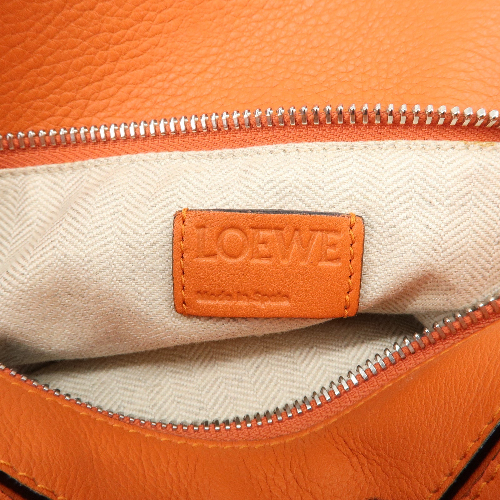 LOEWE Leather Puzzle Bag Small Hand Bag Orange Used