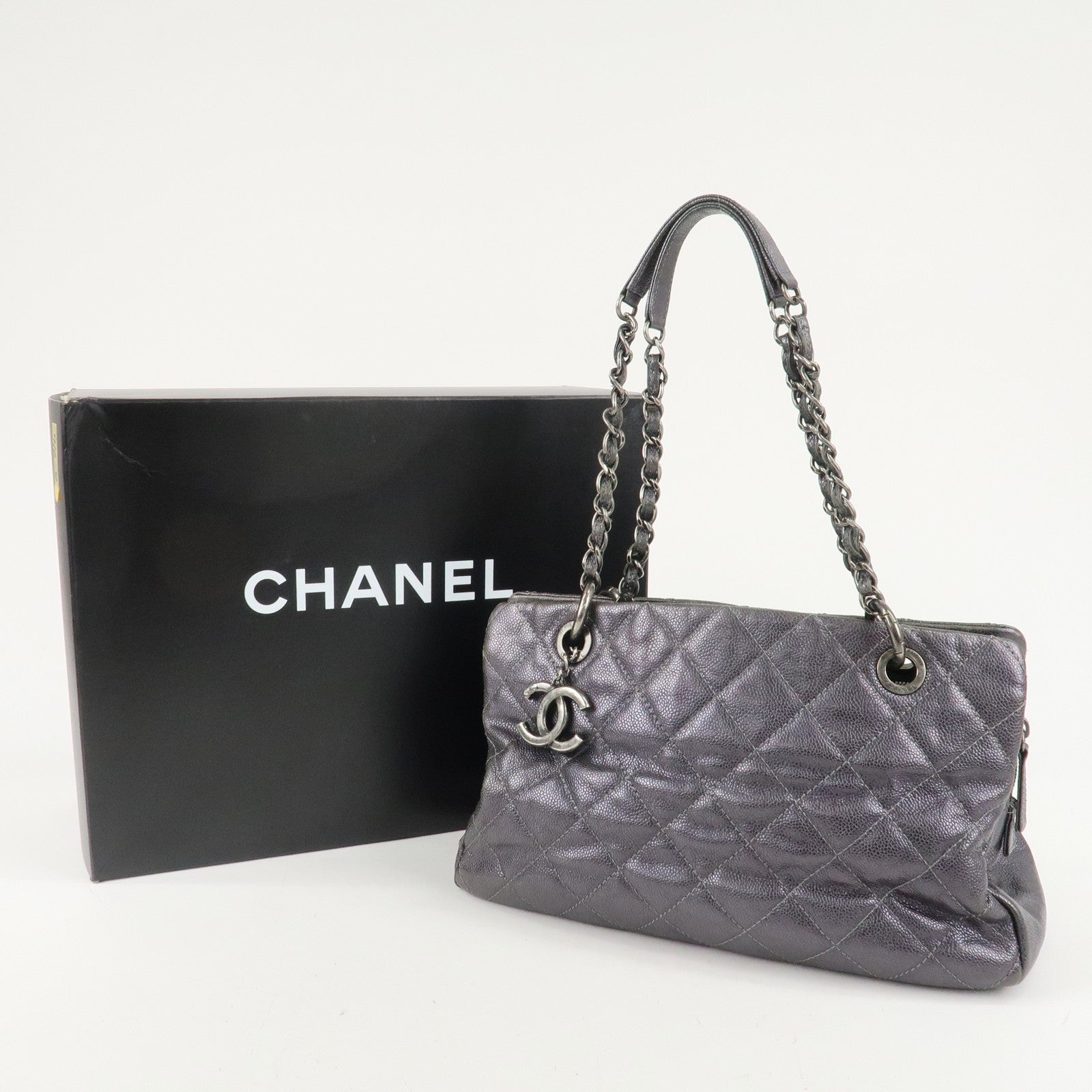 CHANEL Matelasse COCO Mark Leather Chain Tote Bag Shoulder Bag