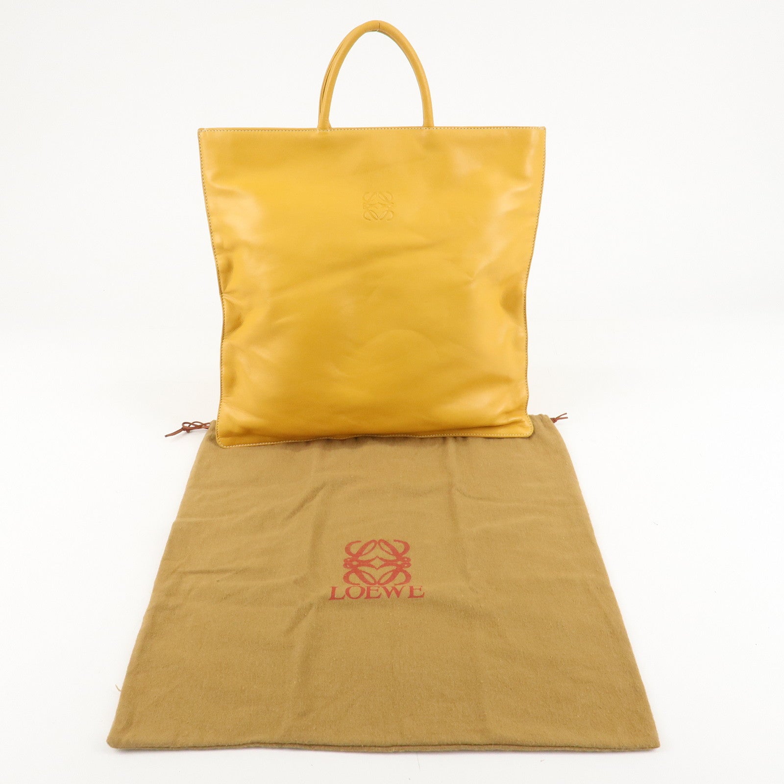 LOEWE Anagram Nappa Aire Leather Tote Bag Shoulder Bag Yellow Used